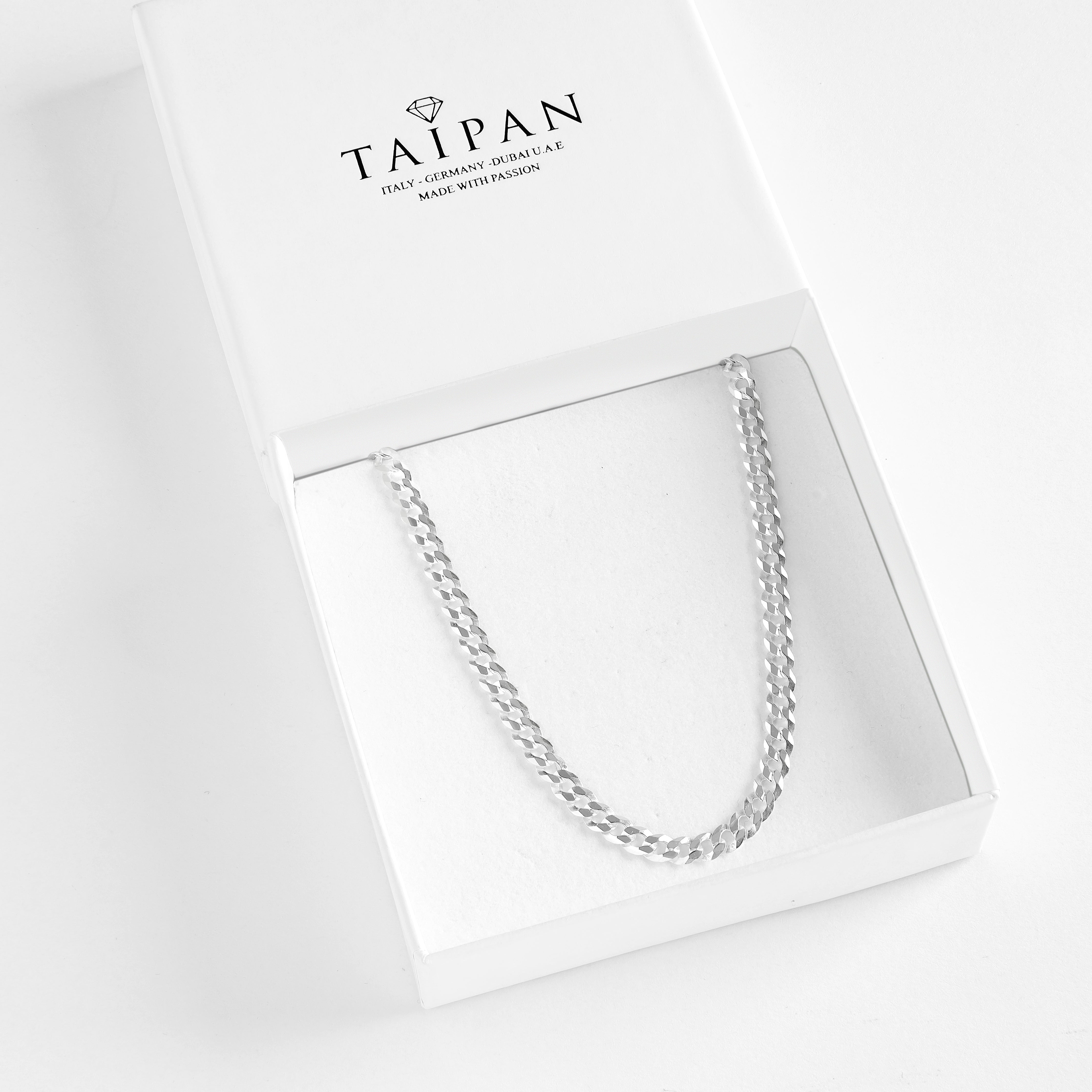 4mm flache Panzerkette - 925 Silber - Taipan Schmuck