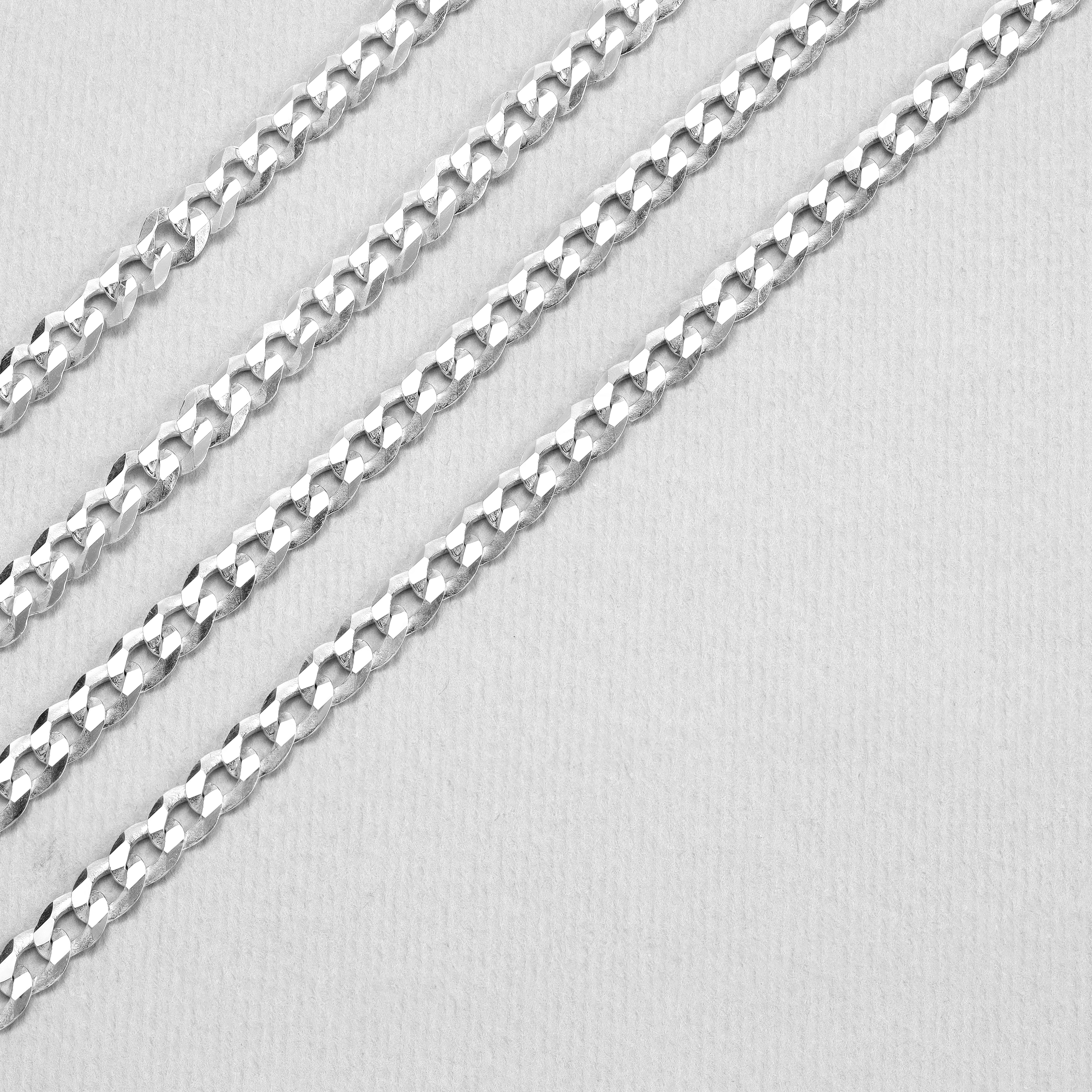 4mm flache Panzerkette - 925 Silber - Taipan Schmuck