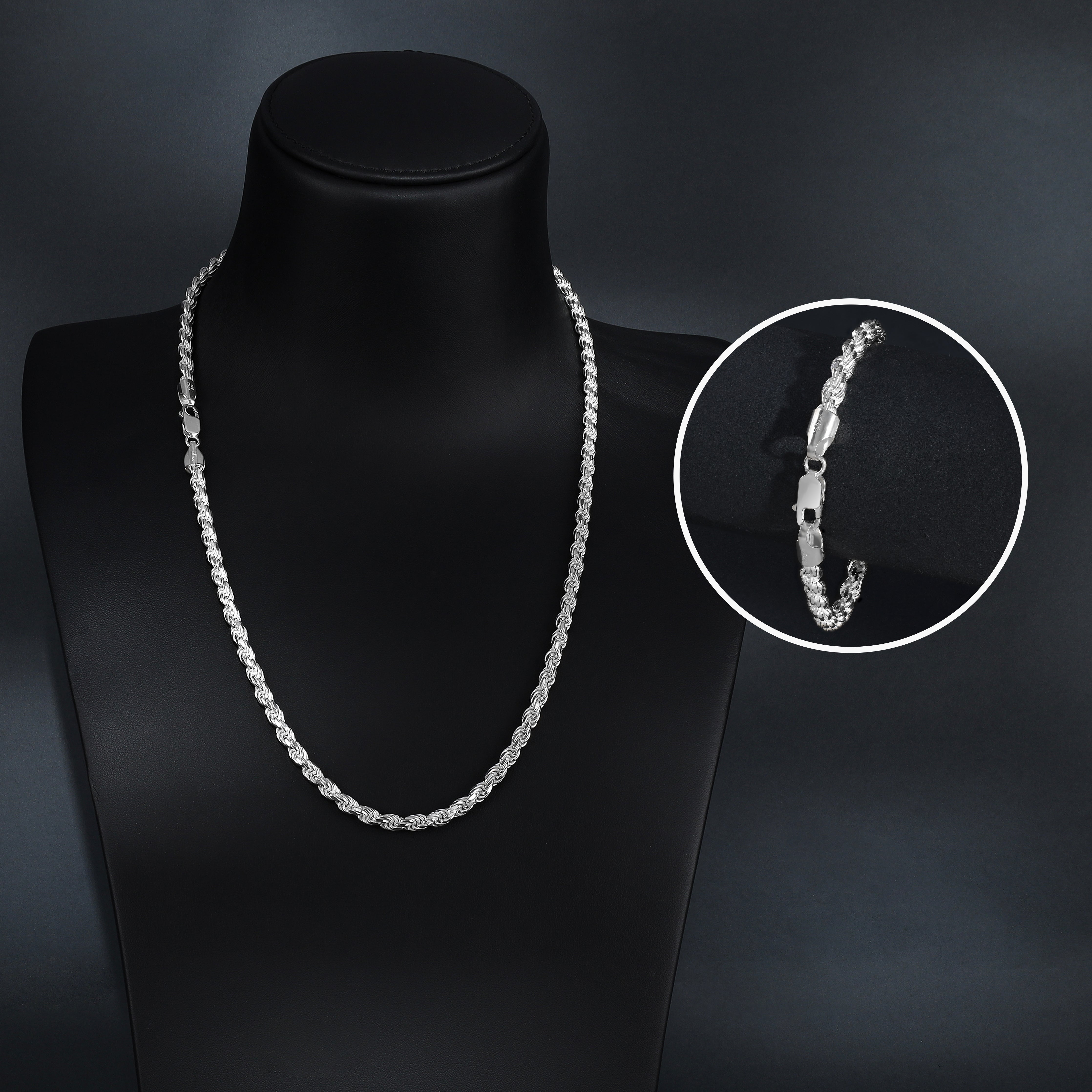 Set - 5mm Kordelkette Rope Chain Kette + Armband aus 925 Silber - Taipan Schmuck