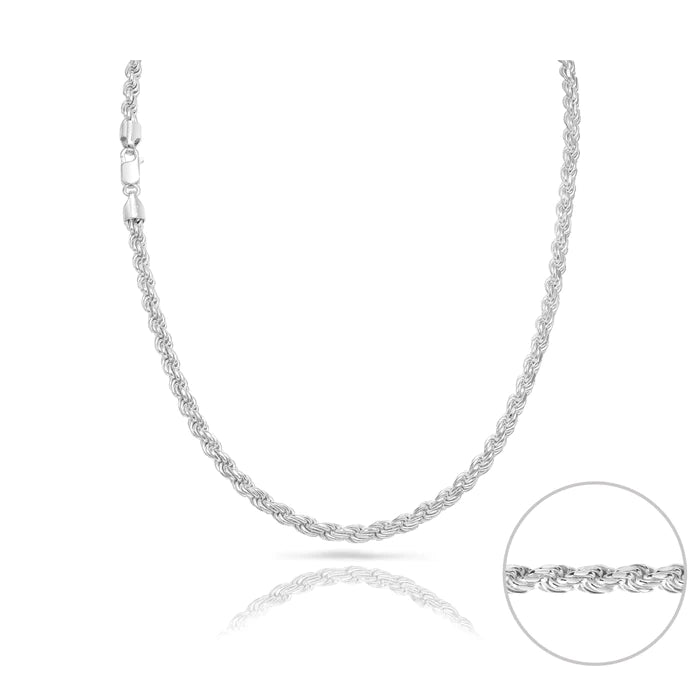 Set - 5mm Kordelkette Rope Chain Kette + Armband aus 925 Silber - Taipan Schmuck