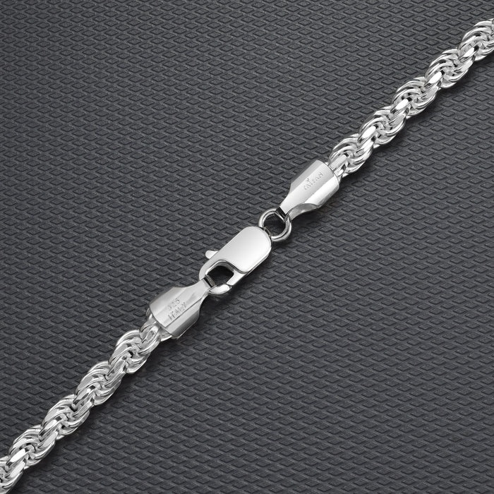 Set - 5mm Kordelkette Rope Chain Kette + Armband aus 925 Silber - Taipan Schmuck