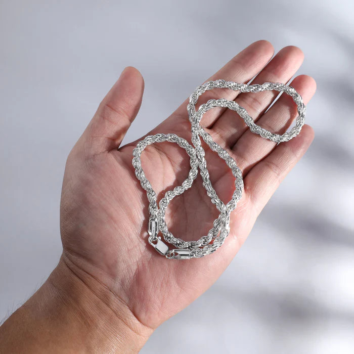 Set - 5mm Kordelkette Rope Chain Kette + Armband aus 925 Silber - Taipan Schmuck