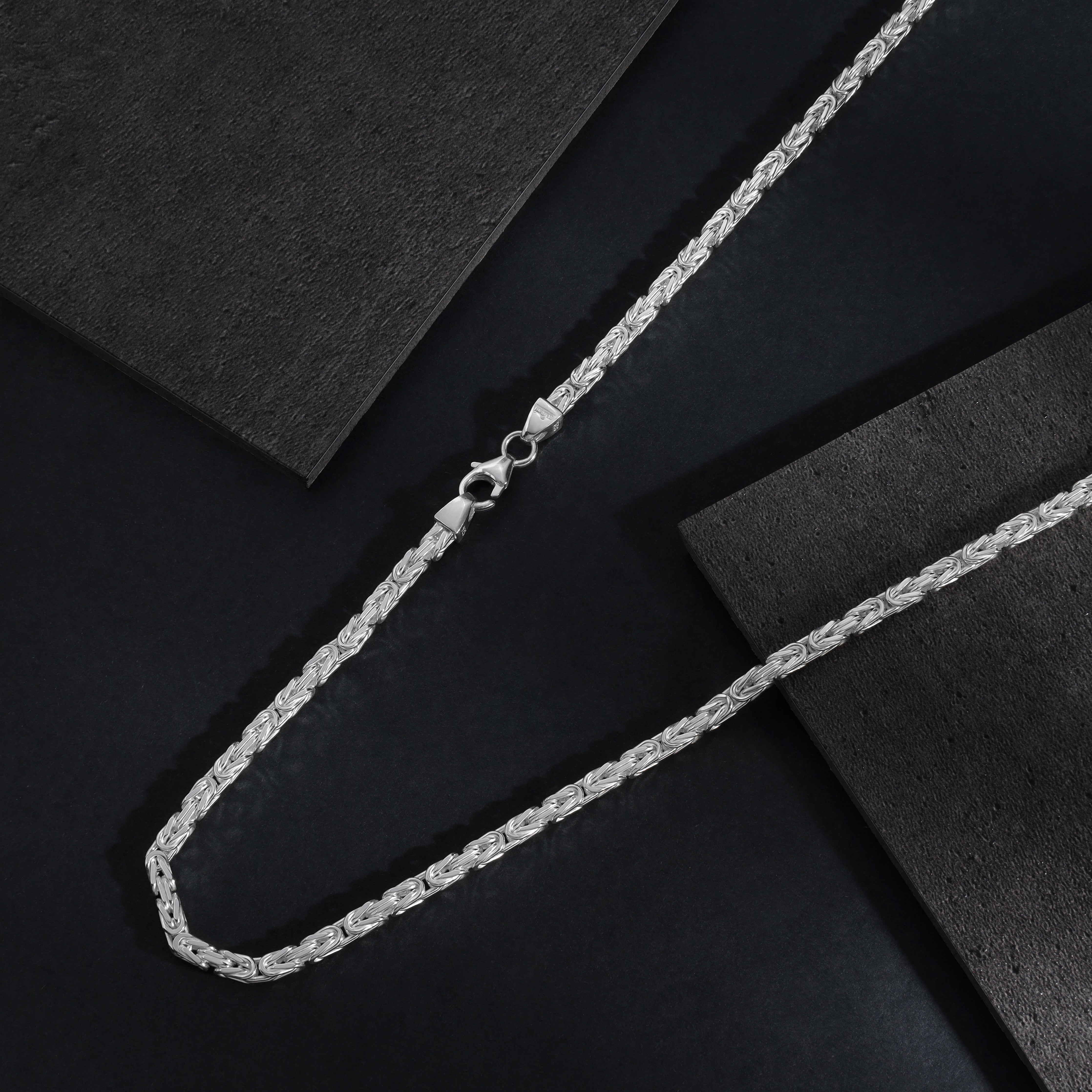 3mm Königskette - 925 Silber massiv vierkant hochglanzpoliert - Taipan Schmuck