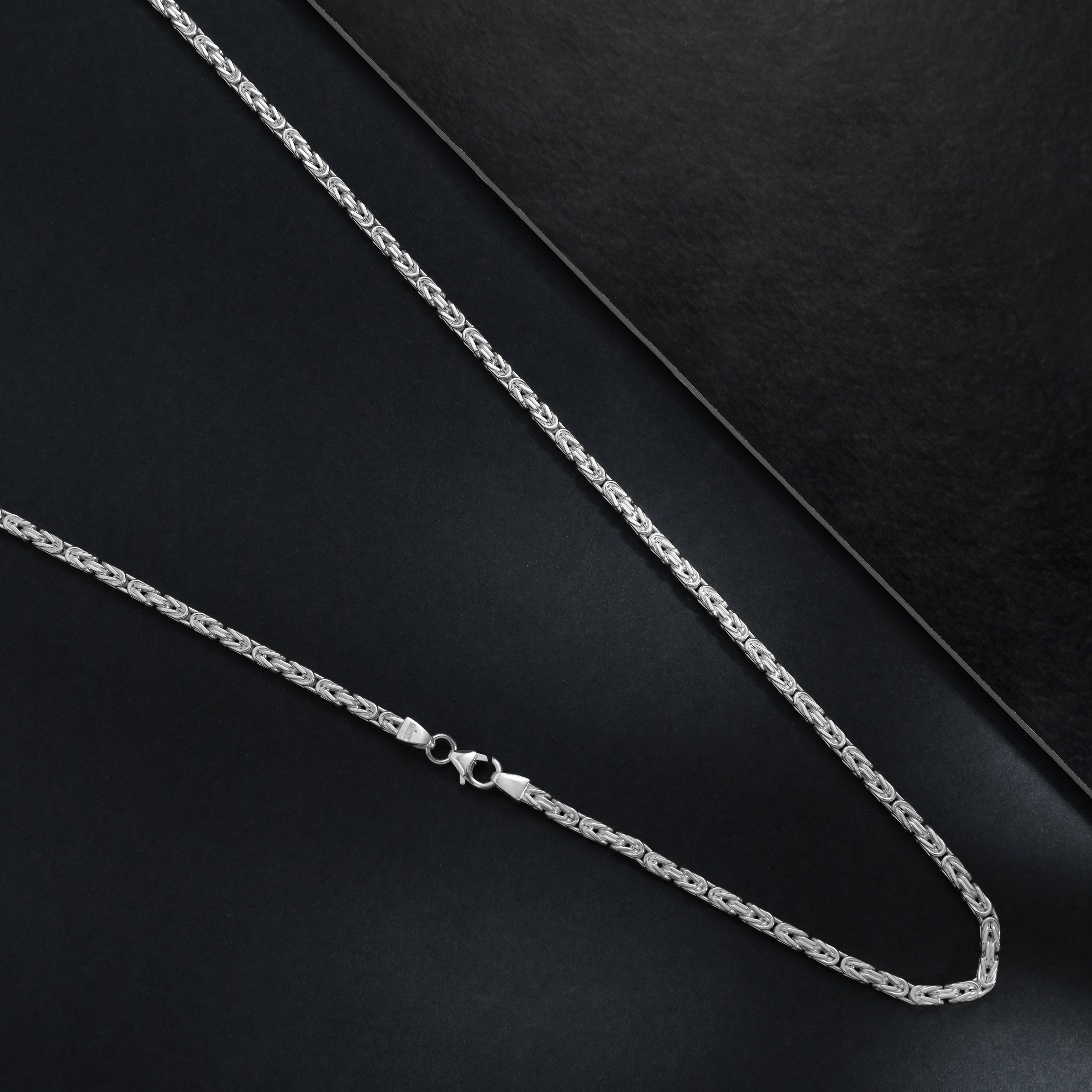 3mm Königskette - 925 Silber massiv vierkant hochglanzpoliert - Taipan Schmuck