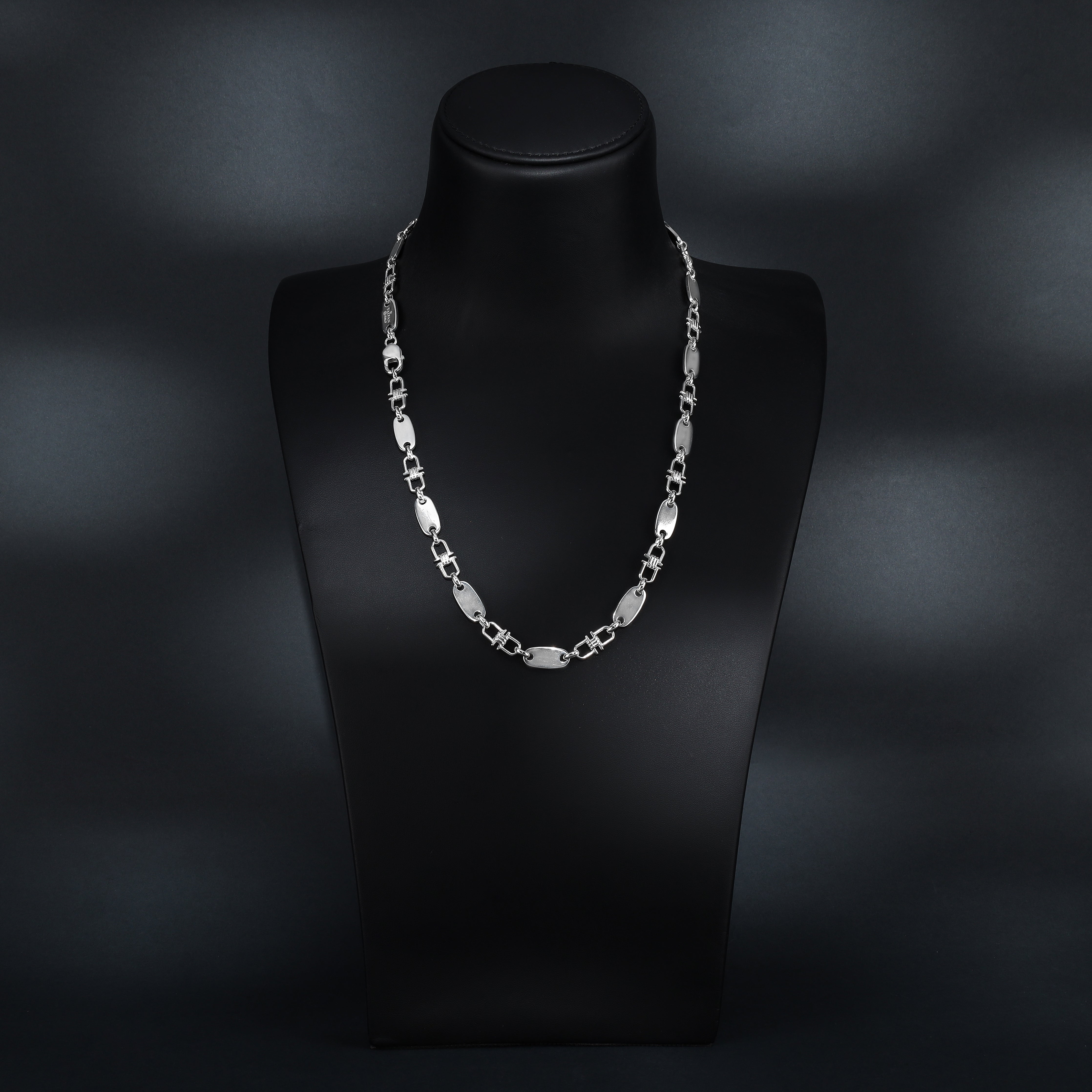 8mm Plattenkette bewegliche Steigbügelkette - 925 Silber - Taipan Schmuck