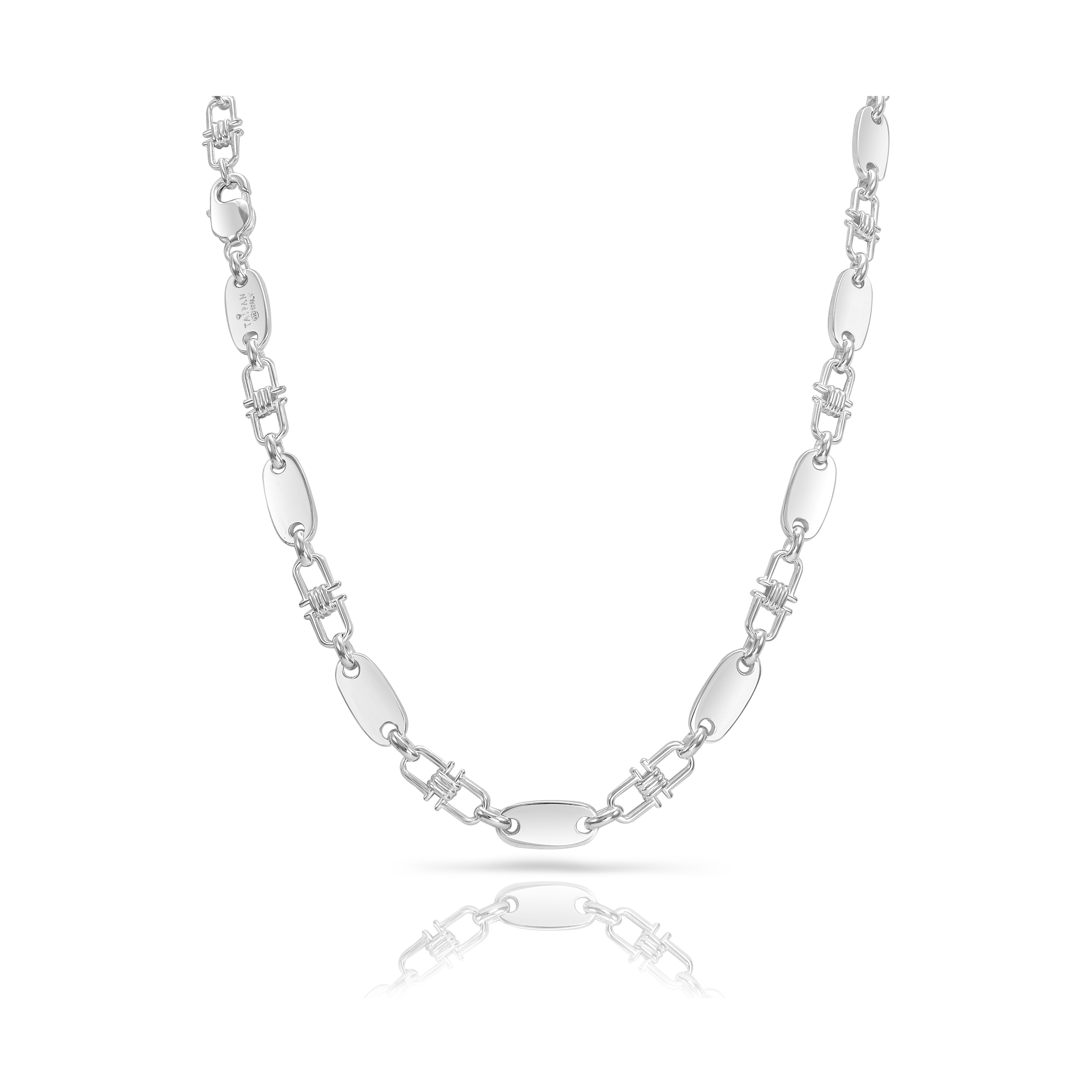 8mm Plattenkette bewegliche Steigbügelkette - 925 Silber - Taipan Schmuck