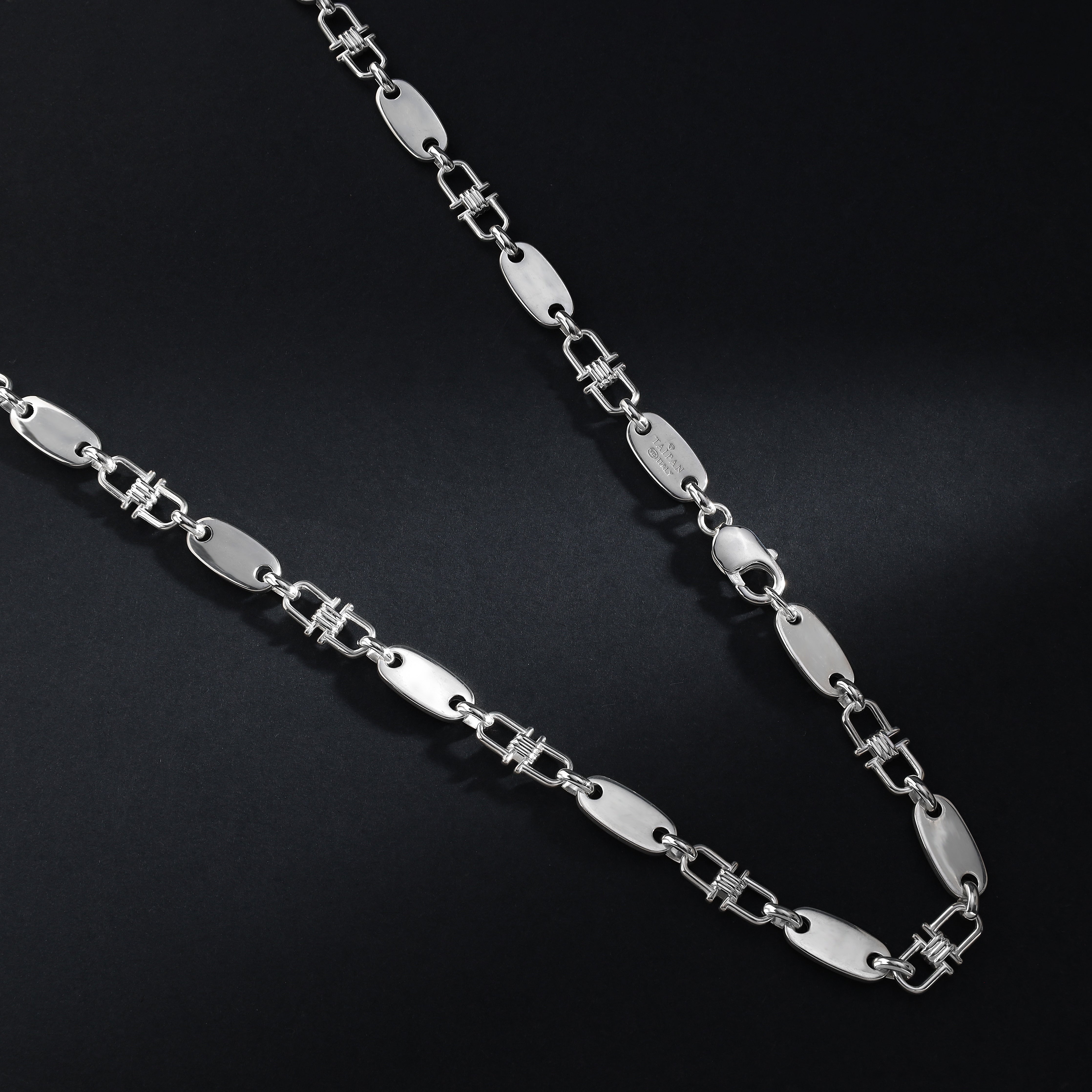 8mm Plattenkette bewegliche Steigbügelkette - 925 Silber - Taipan Schmuck