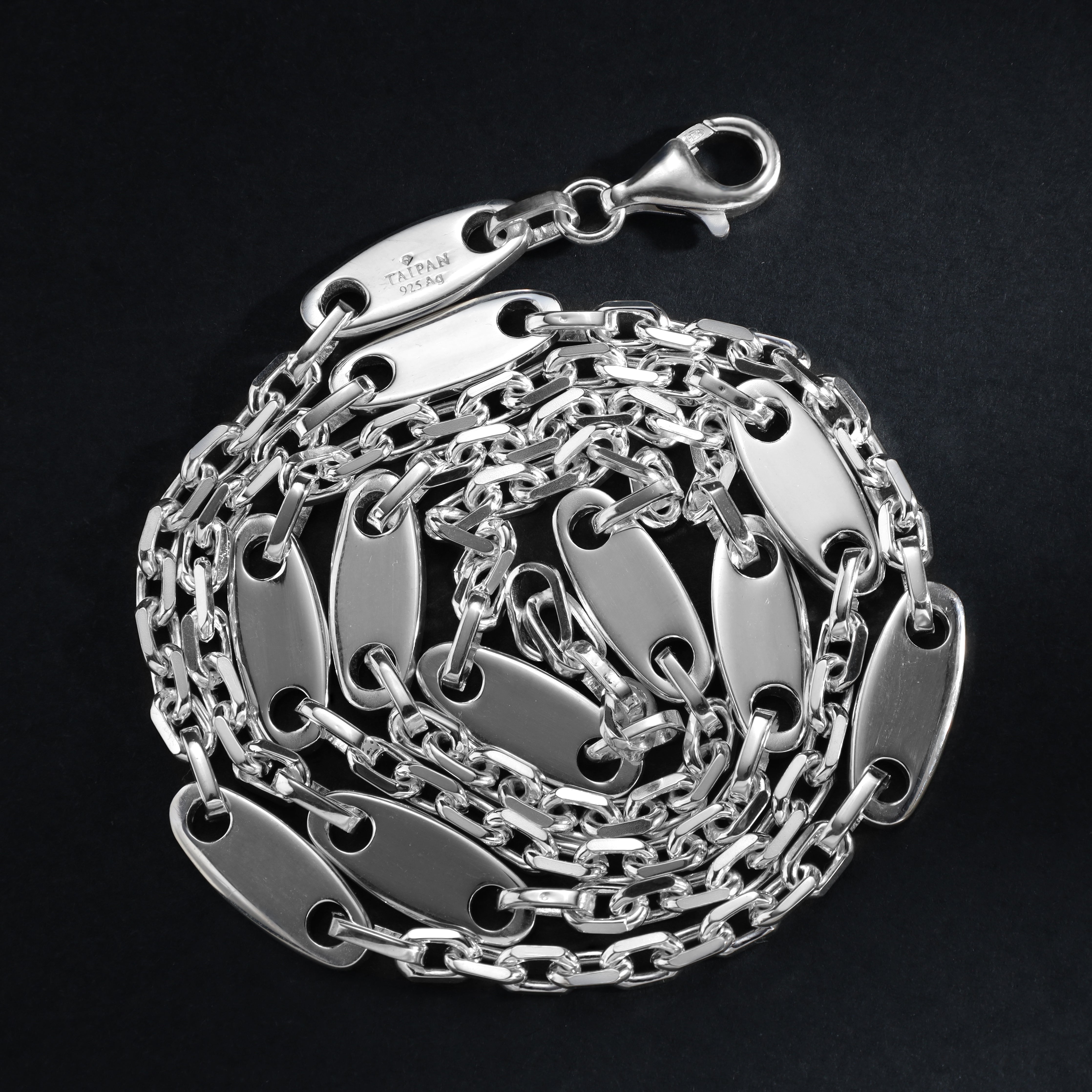 Luxor Kette Plattenkette + Ankerkette 6mm breit aus 925 Sterlingsilber "Oriental Dream" - Taipan Schmuck