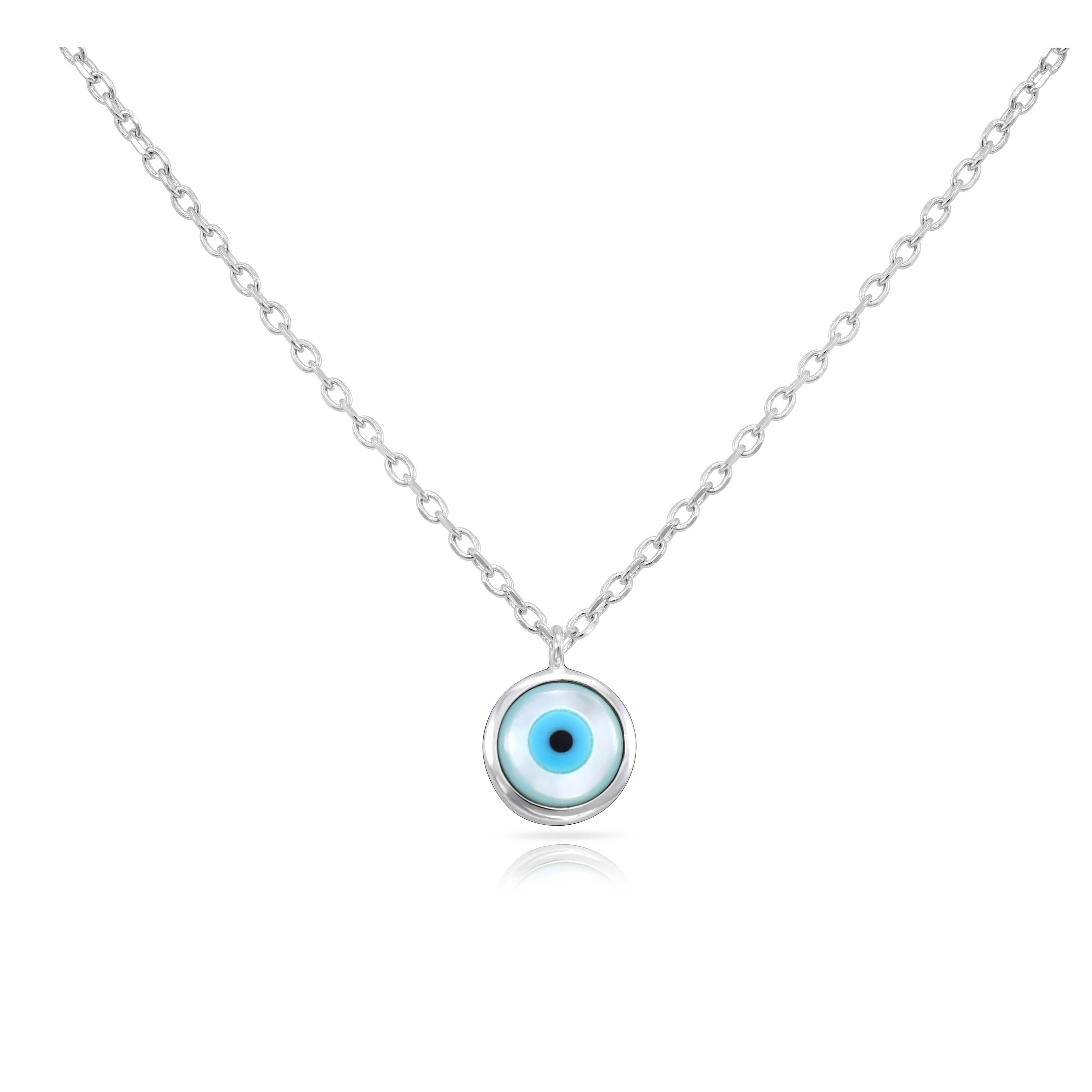 Damen Ankerkette mit Evil Eye Anhänger 40cm lang 925 Sterlingsilber rhodiniert - Taipan Schmuck