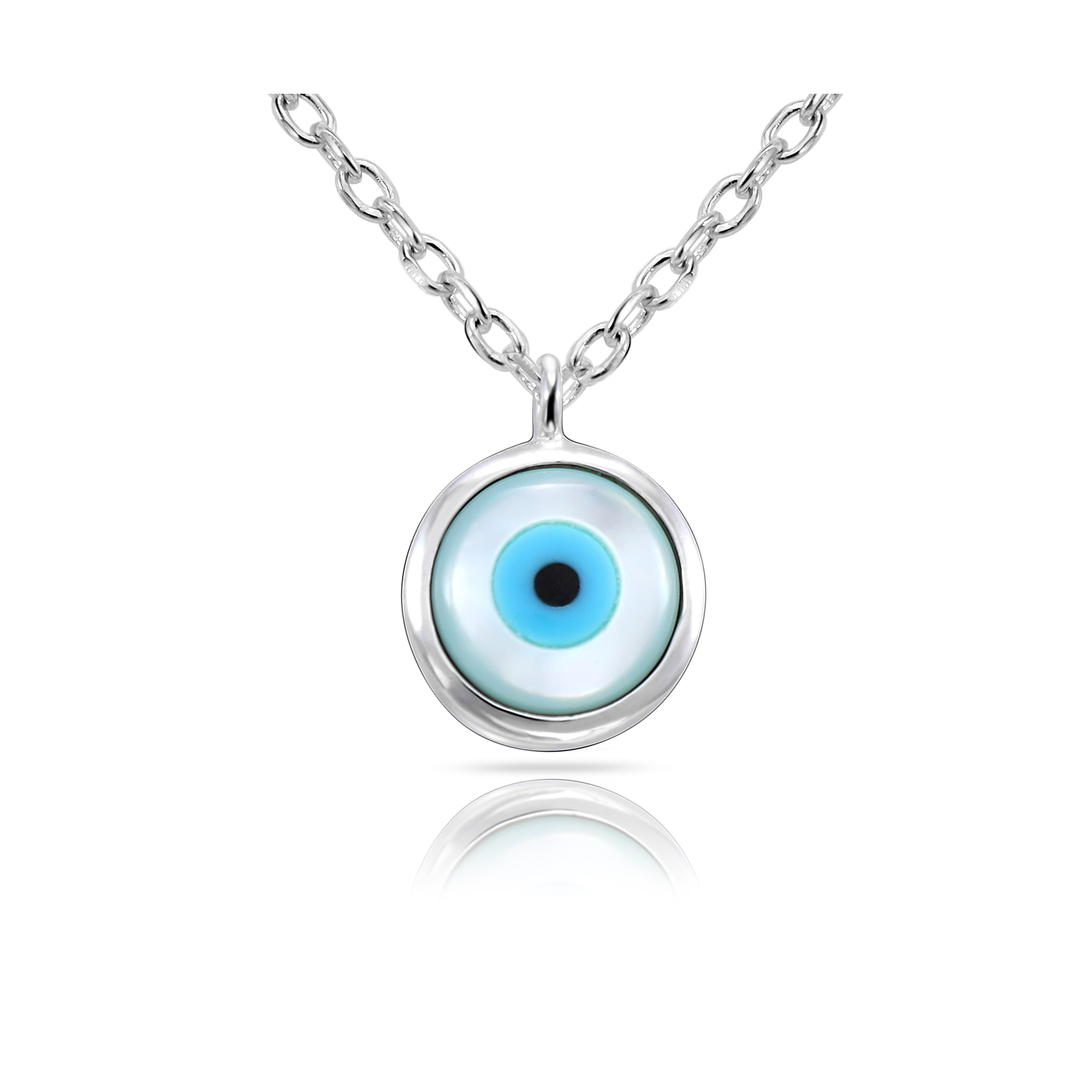 Damen Ankerkette mit Nazar Evil Eye Anhänger 40cm lang 925 Sterlingsilber rhodiniert - Taipan Schmuck