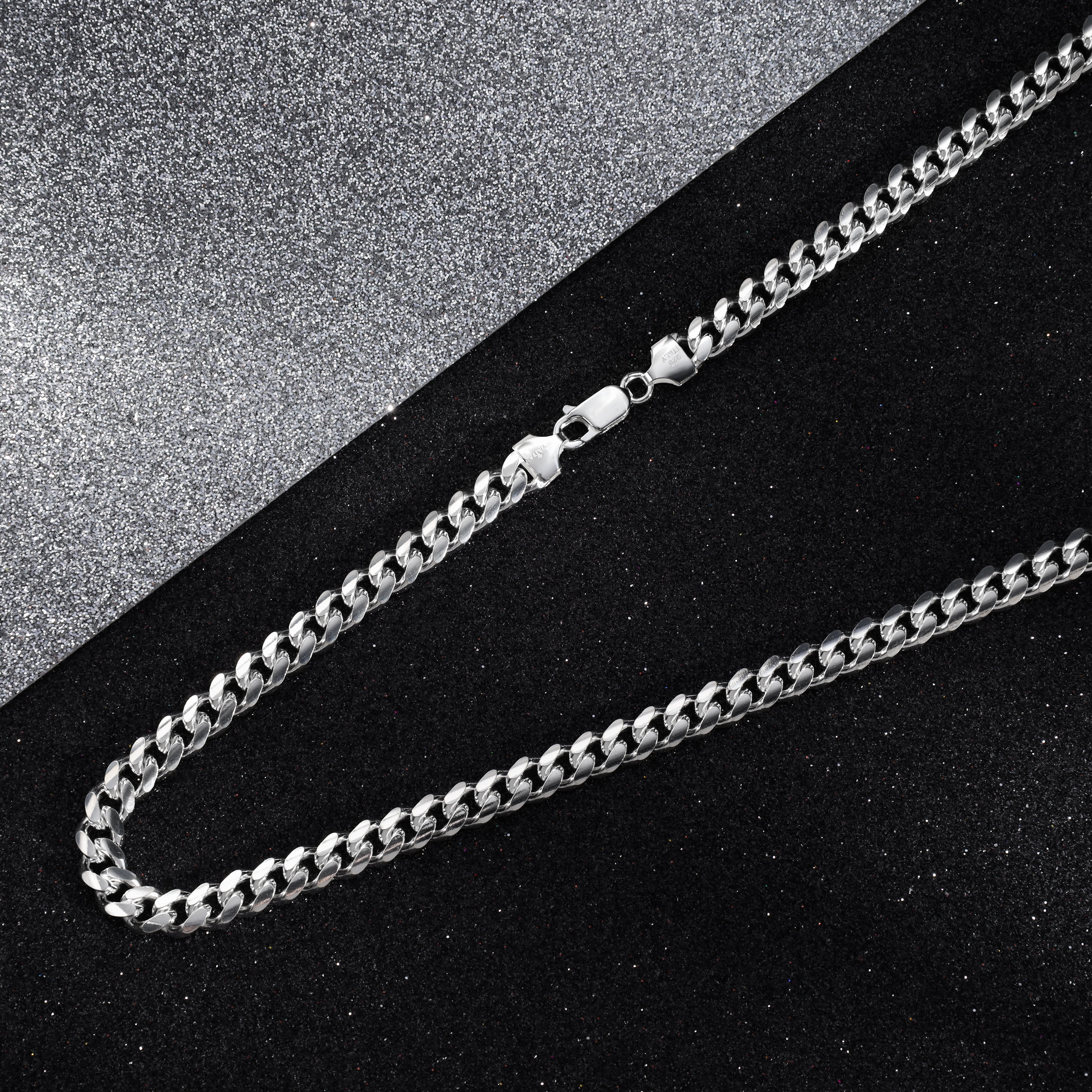 7mm Miami Cuban Link Chain 50/55/60/65/70cm lang aus 925 Sterlingsilber - Taipan Schmuck