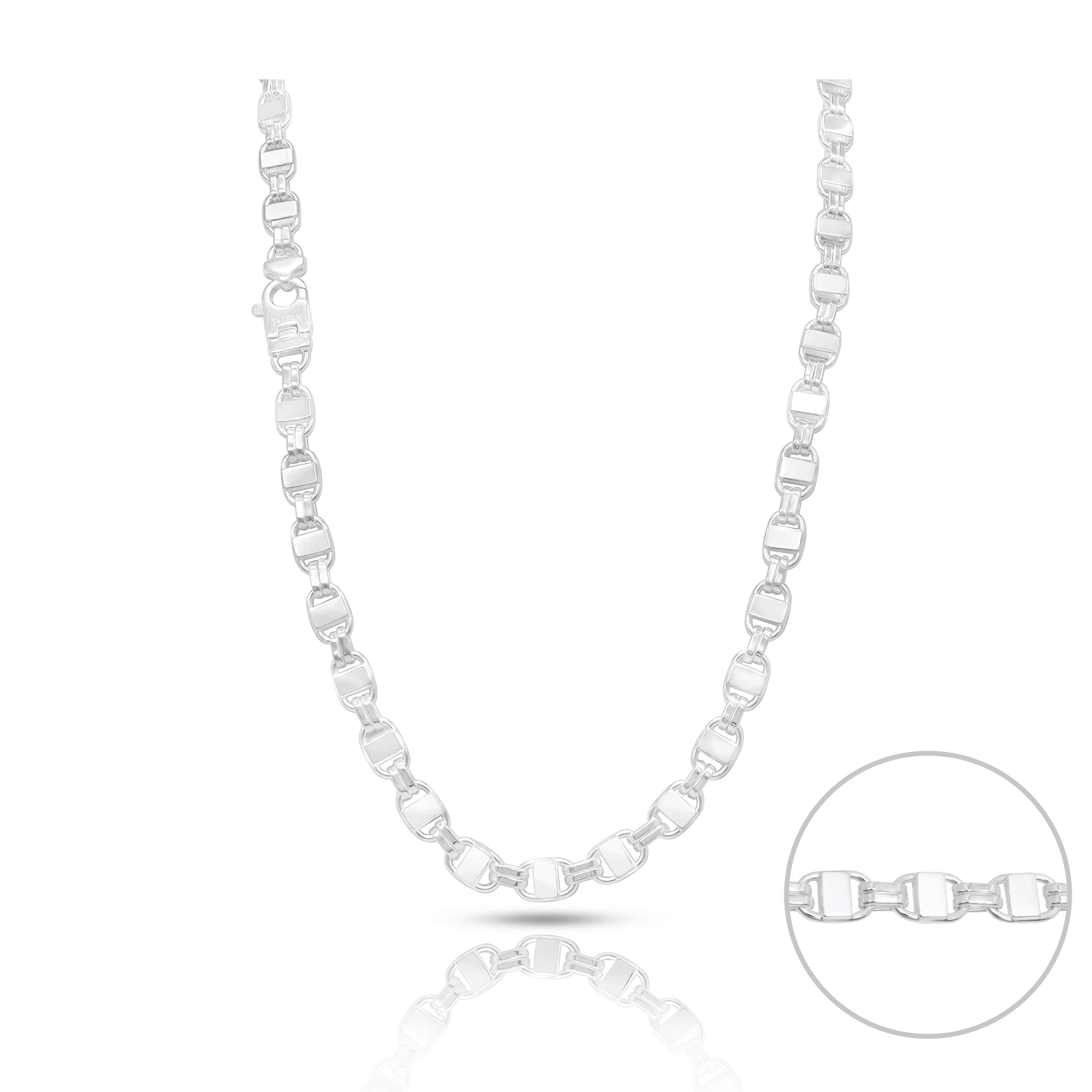 8mm Plattenkette aus 925 Sterlingsilber
