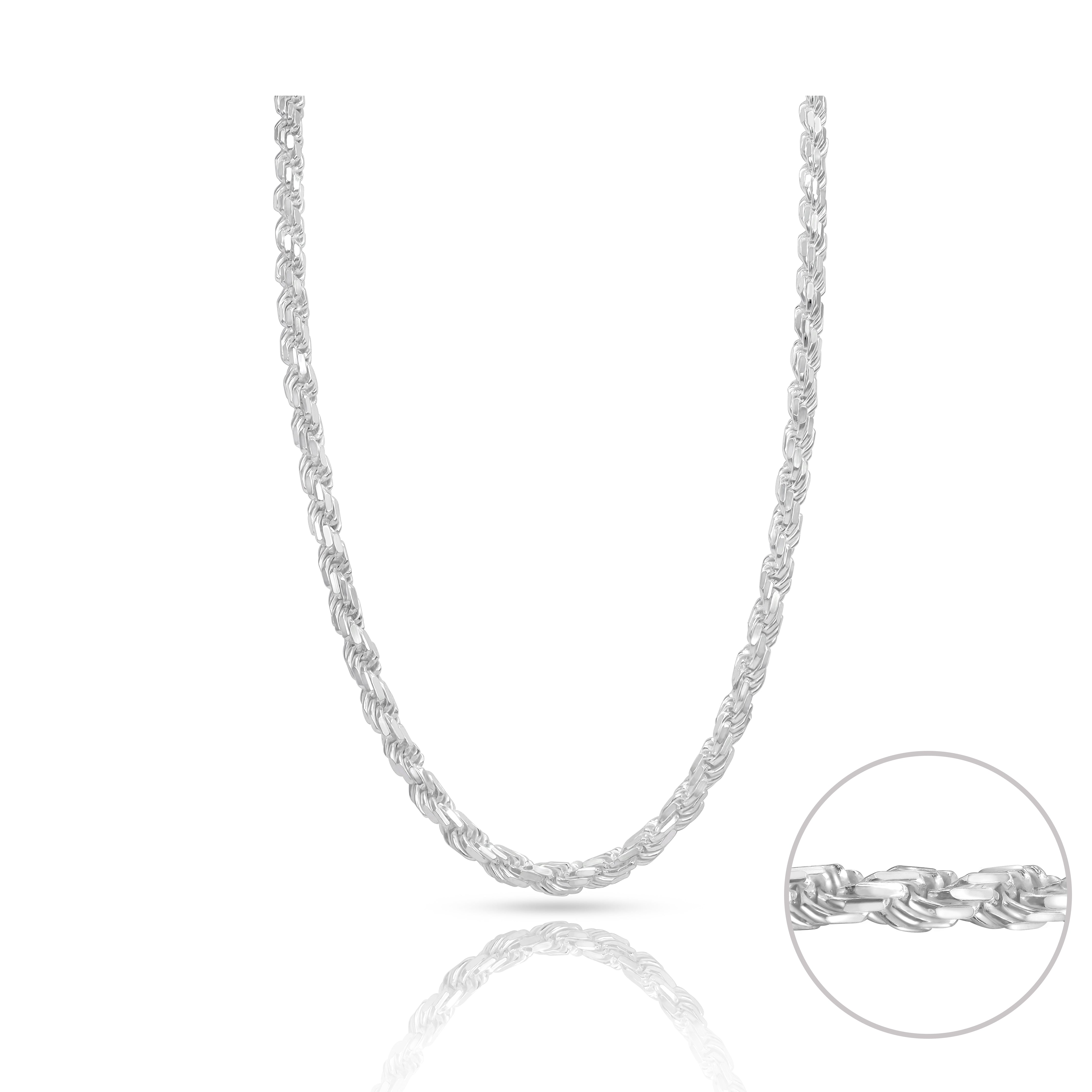 7mm Kordelkette Rope chain 60cm aus 925 Sterlingsilber