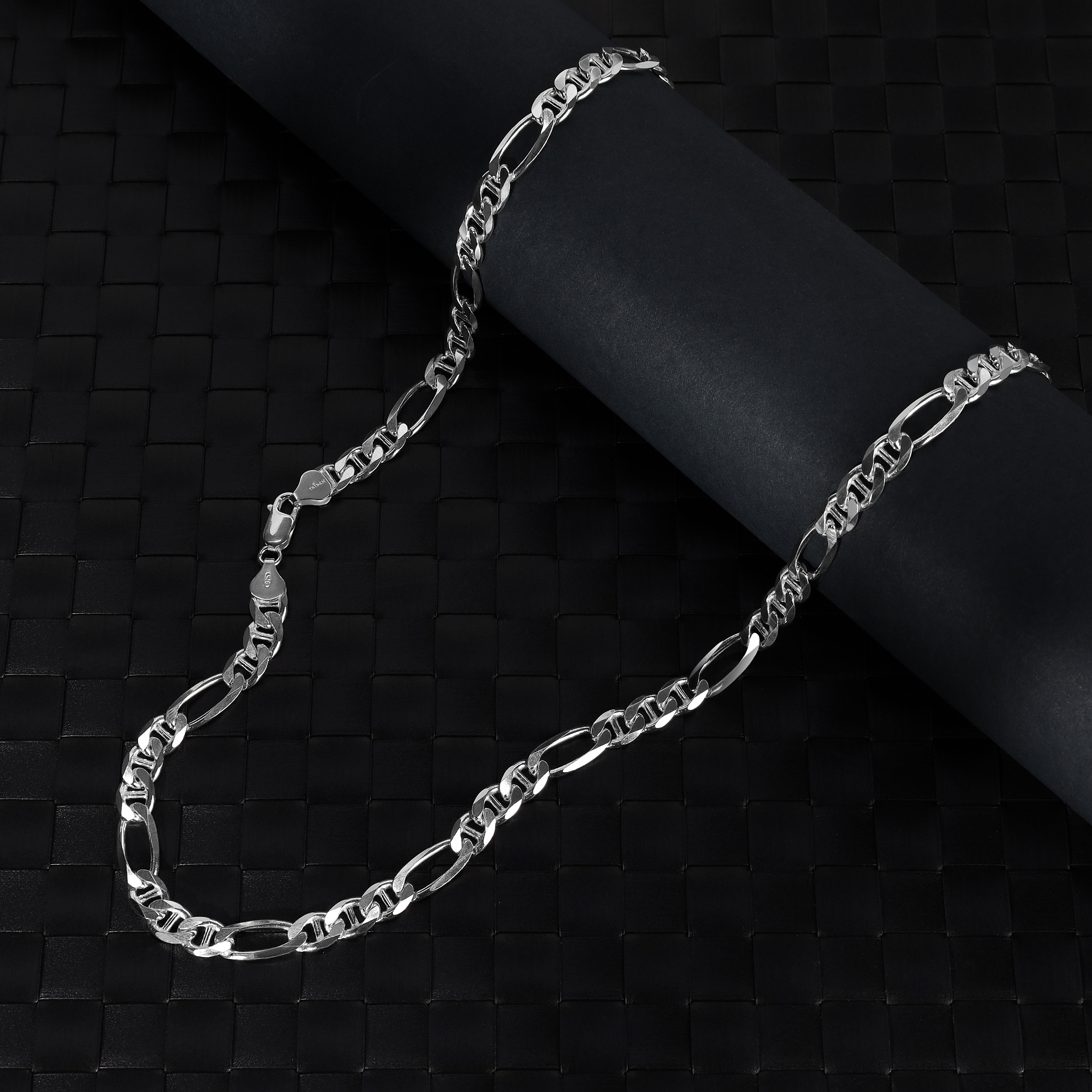 7mm Figarokette aus 925 Sterlingsilber