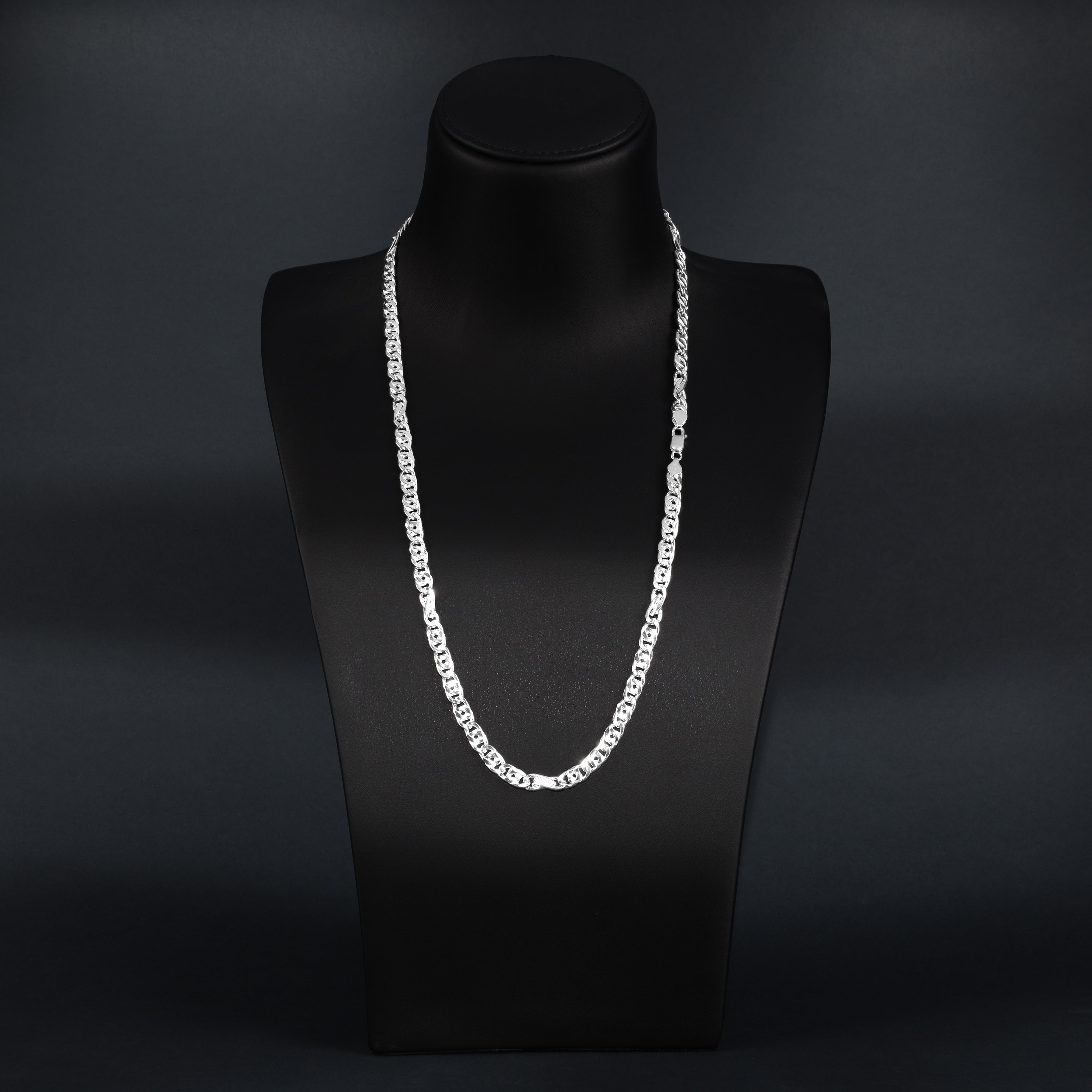 7mm 70cm Tigerauge Kette 925 Silber