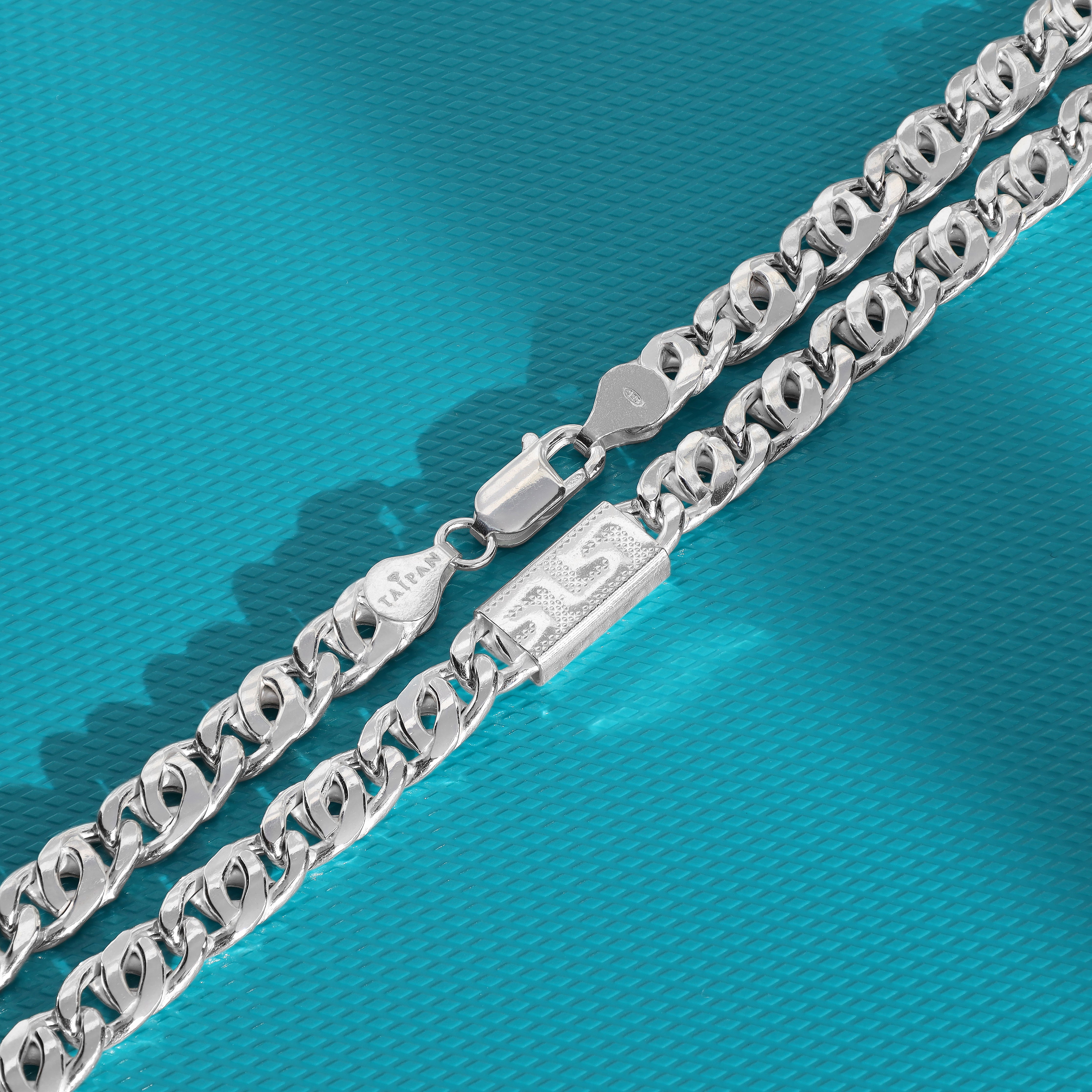 7,8mm Tigerauge Kette aus 925 Sterlingsilber