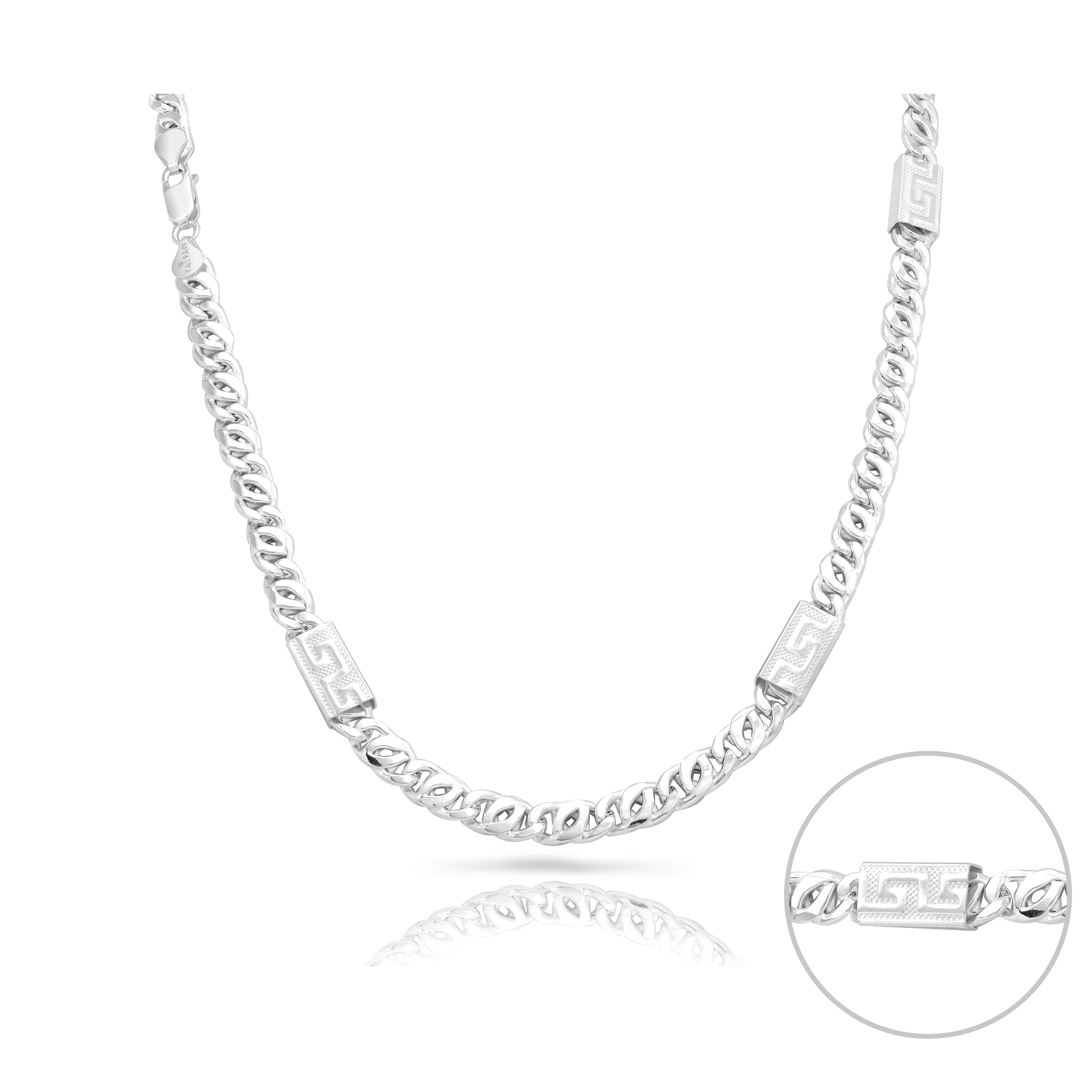 7,8mm Tigerauge Kette aus 925 Sterlingsilber