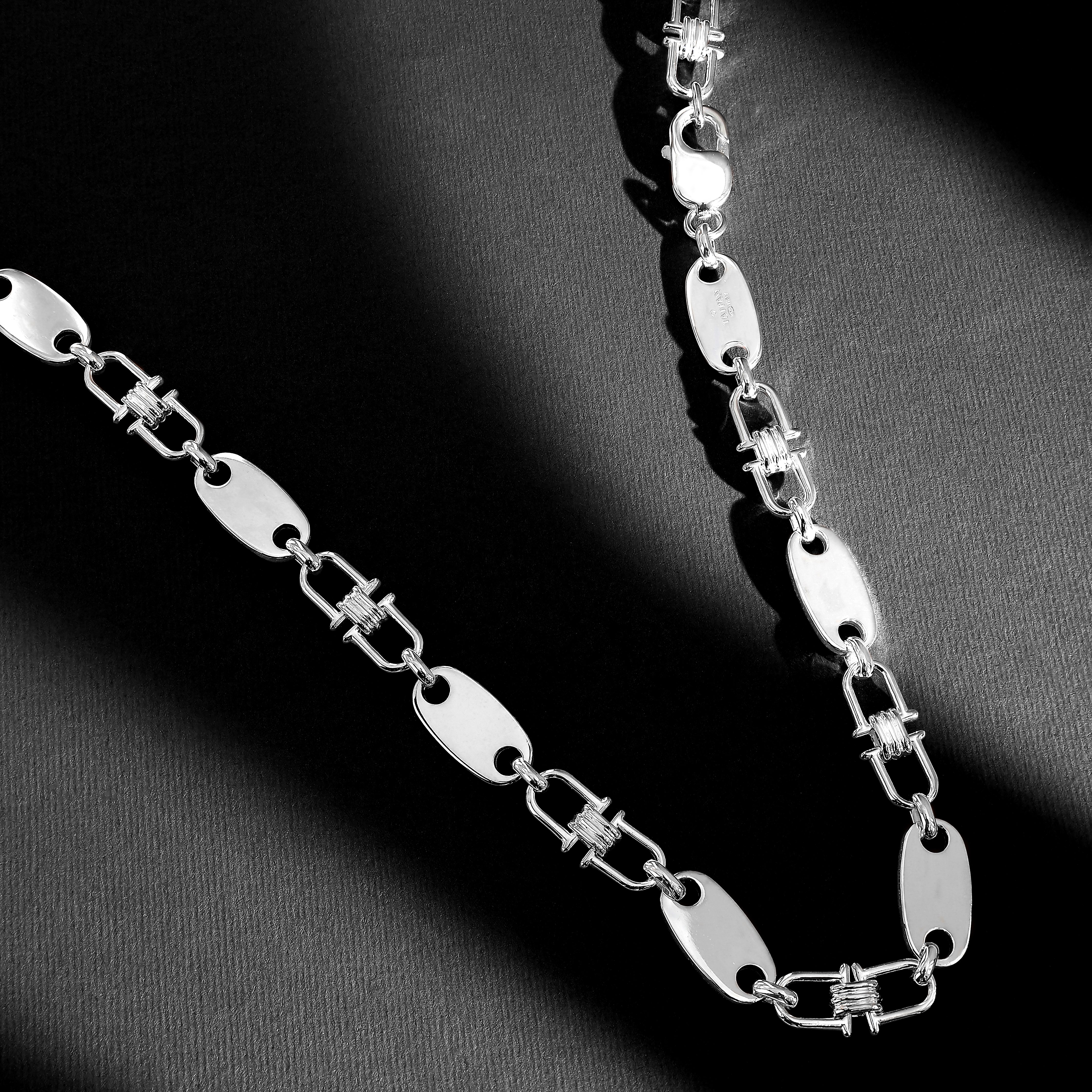 10mm Plattenkette bewegliche Steigbügelkette - 925 Silber - Taipan Schmuck
