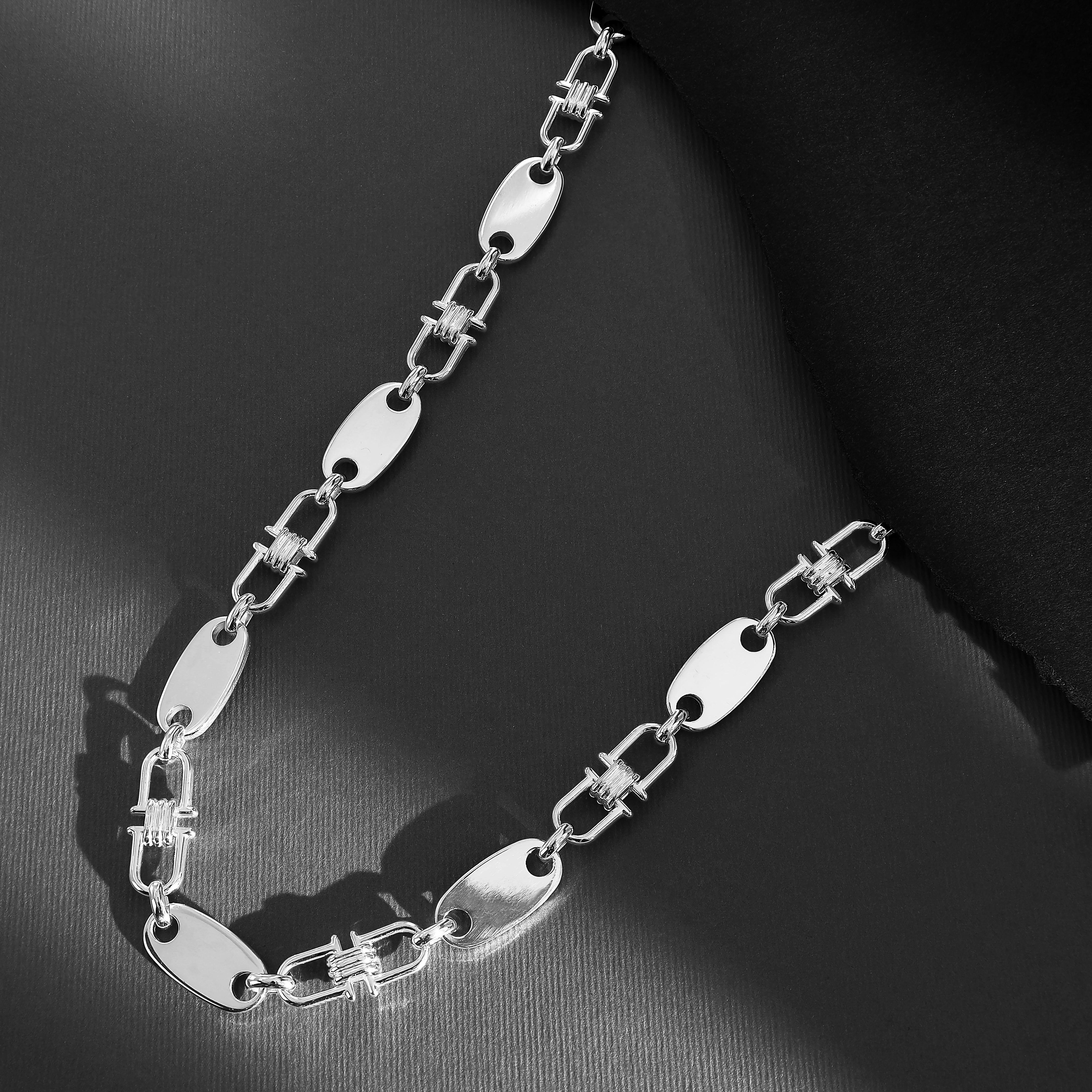 10mm Plattenkette bewegliche Steigbügelkette - 925 Silber - Taipan Schmuck