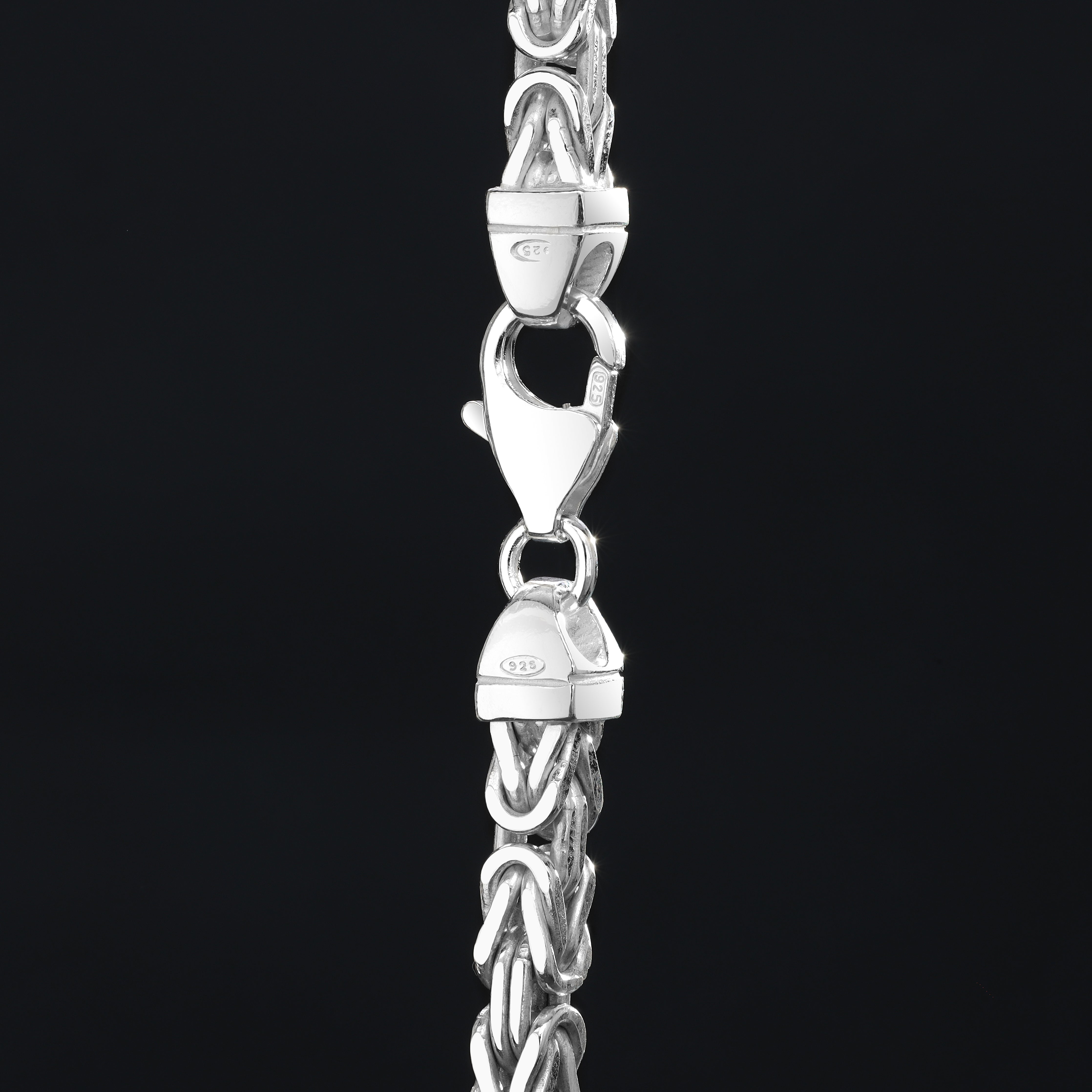 4mm Königskette - 925 Silber massiv vierkant hochglanzpoliert - Taipan Schmuck