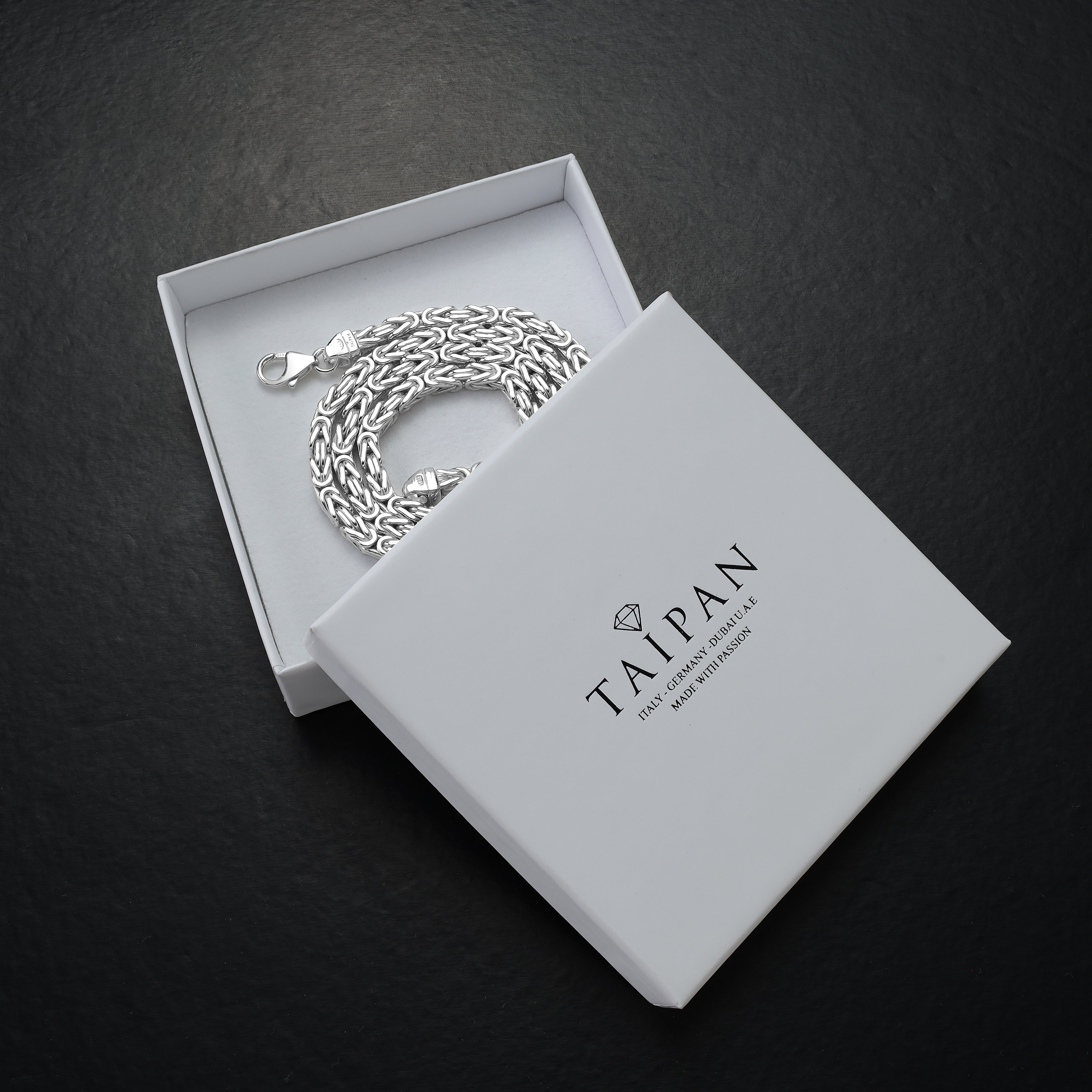 4mm Königskette - 925 Silber massiv vierkant hochglanzpoliert - Taipan Schmuck