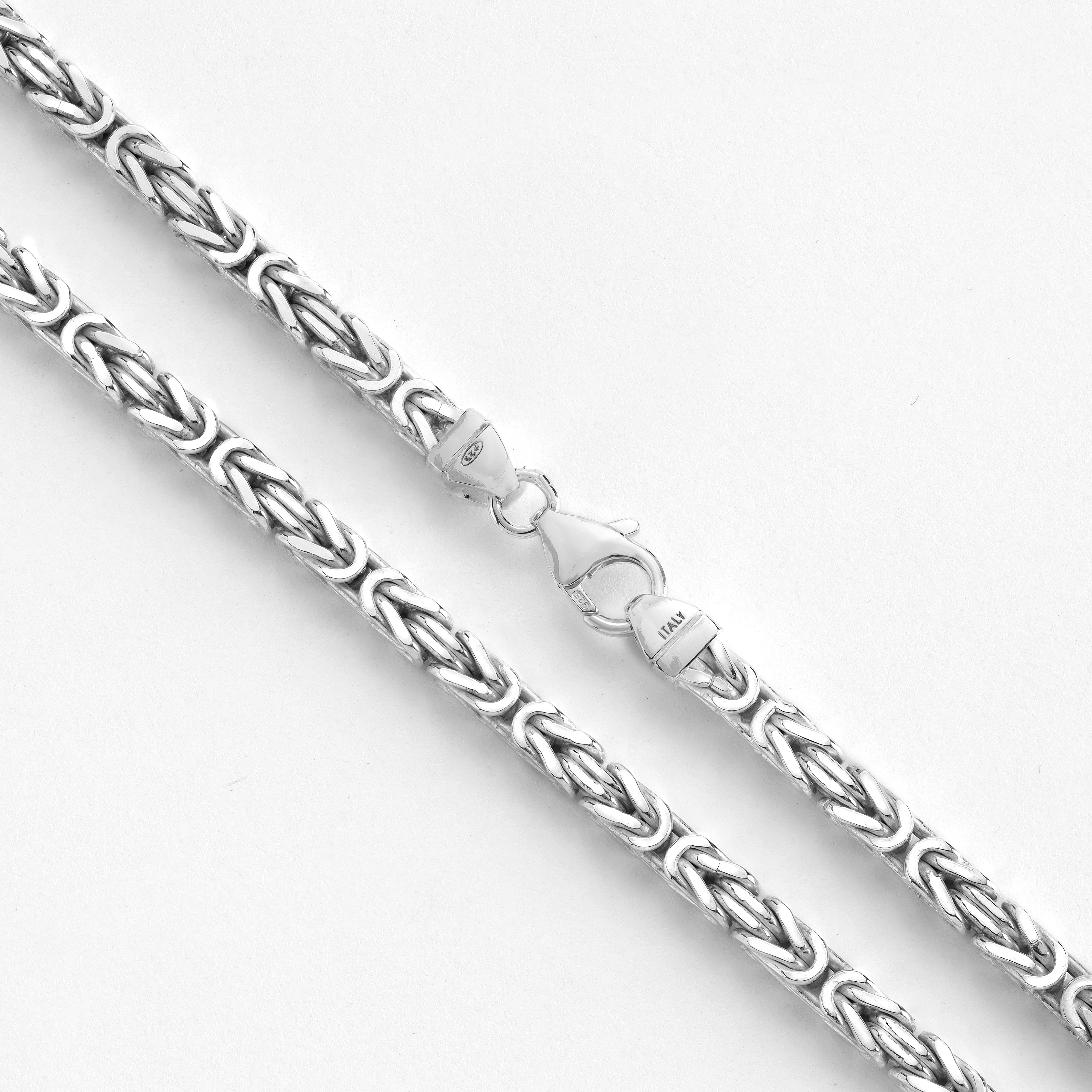 4mm Königskette - 925 Silber massiv vierkant hochglanzpoliert - Taipan Schmuck