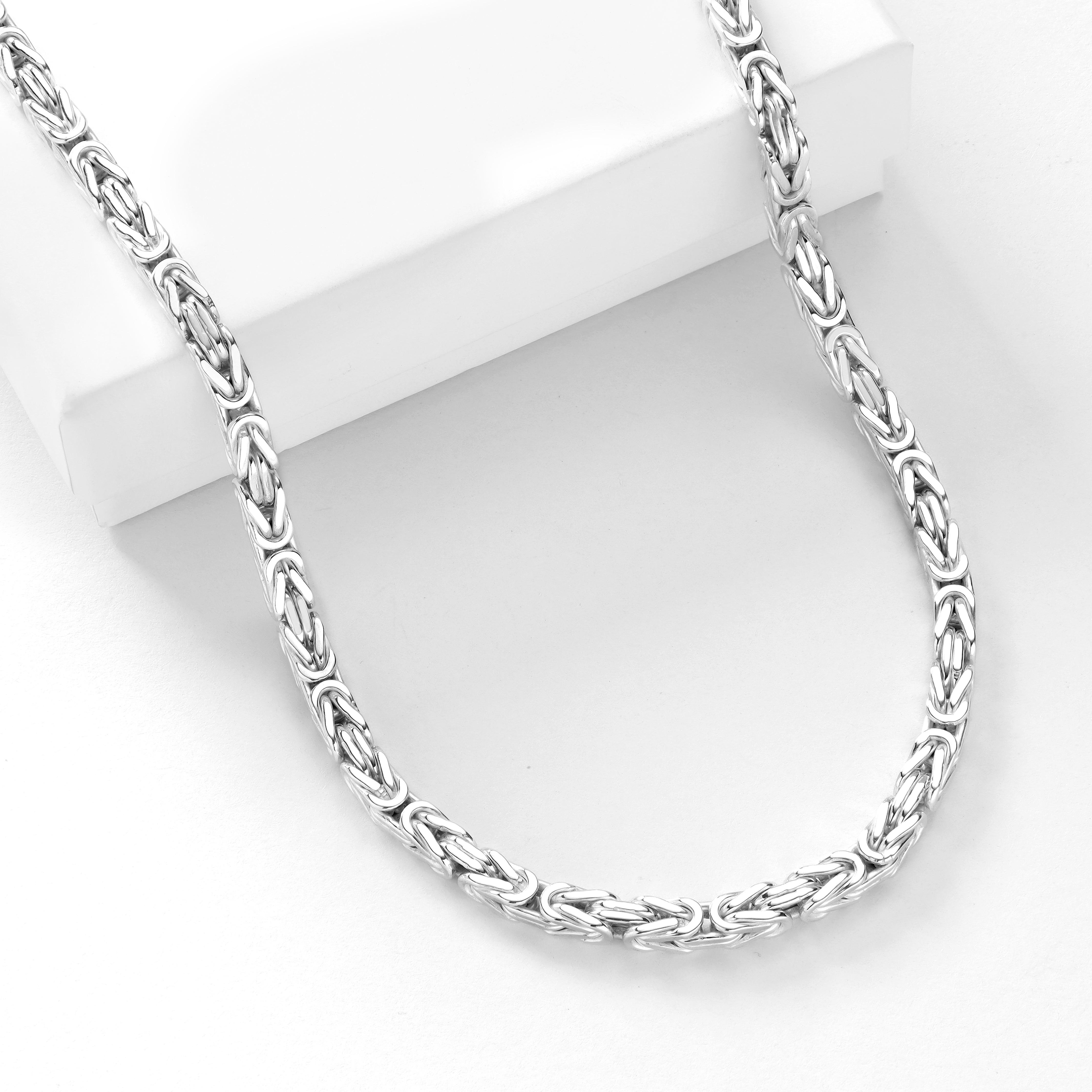 4mm Königskette - 925 Silber massiv vierkant hochglanzpoliert - Taipan Schmuck