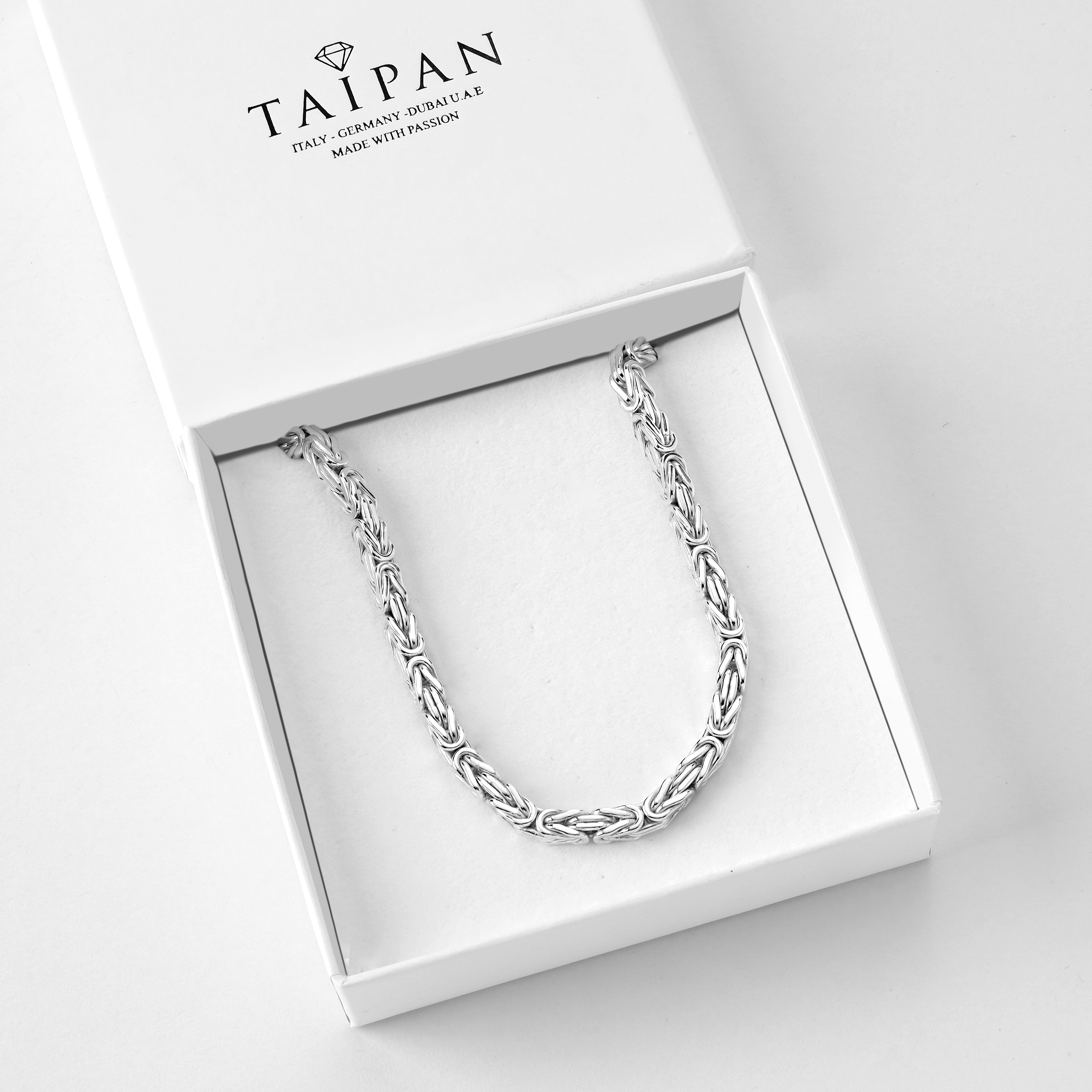 4mm Königskette - 925 Silber massiv vierkant hochglanzpoliert - Taipan Schmuck