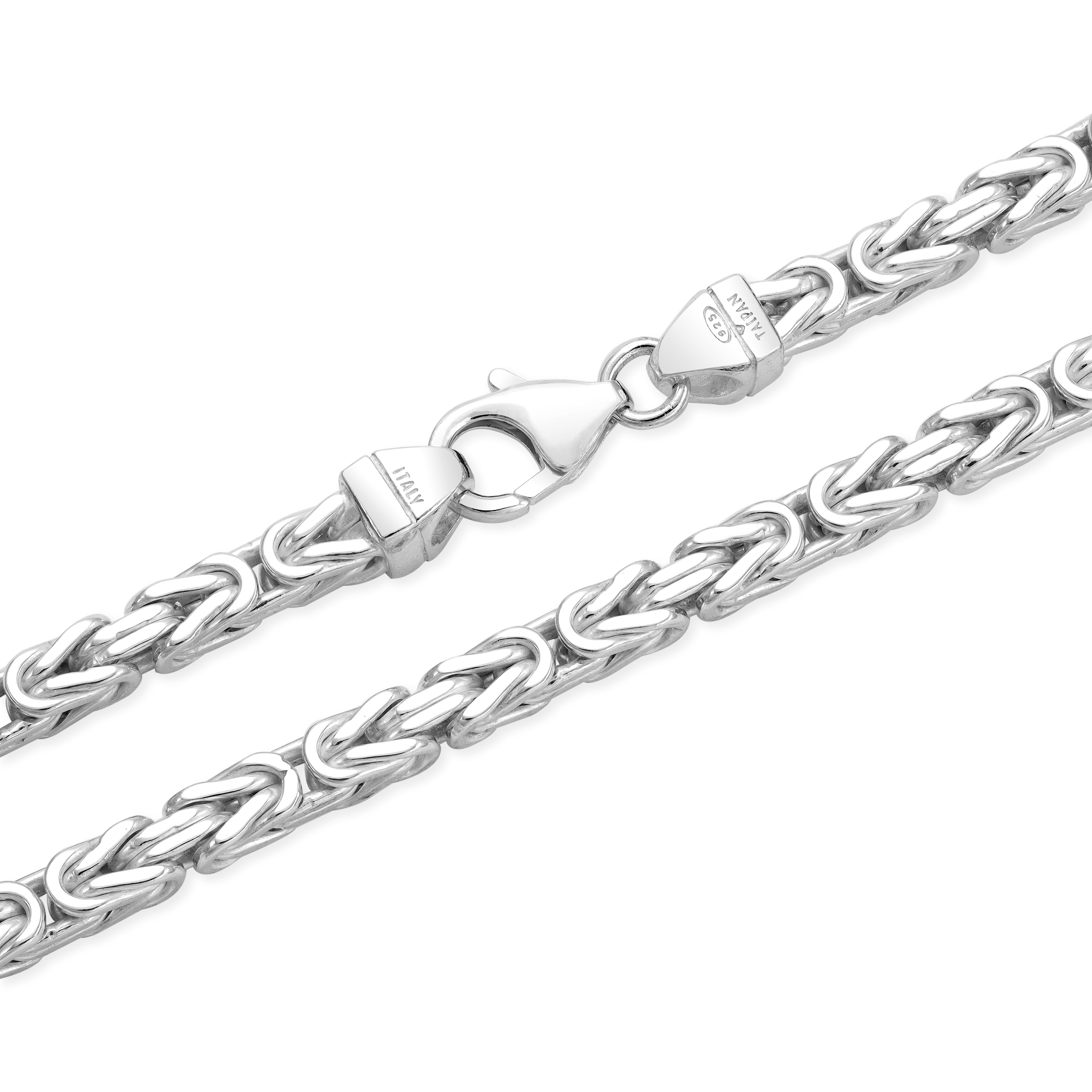 4mm Königskette - 925 Silber massiv vierkant hochglanzpoliert - Taipan Schmuck
