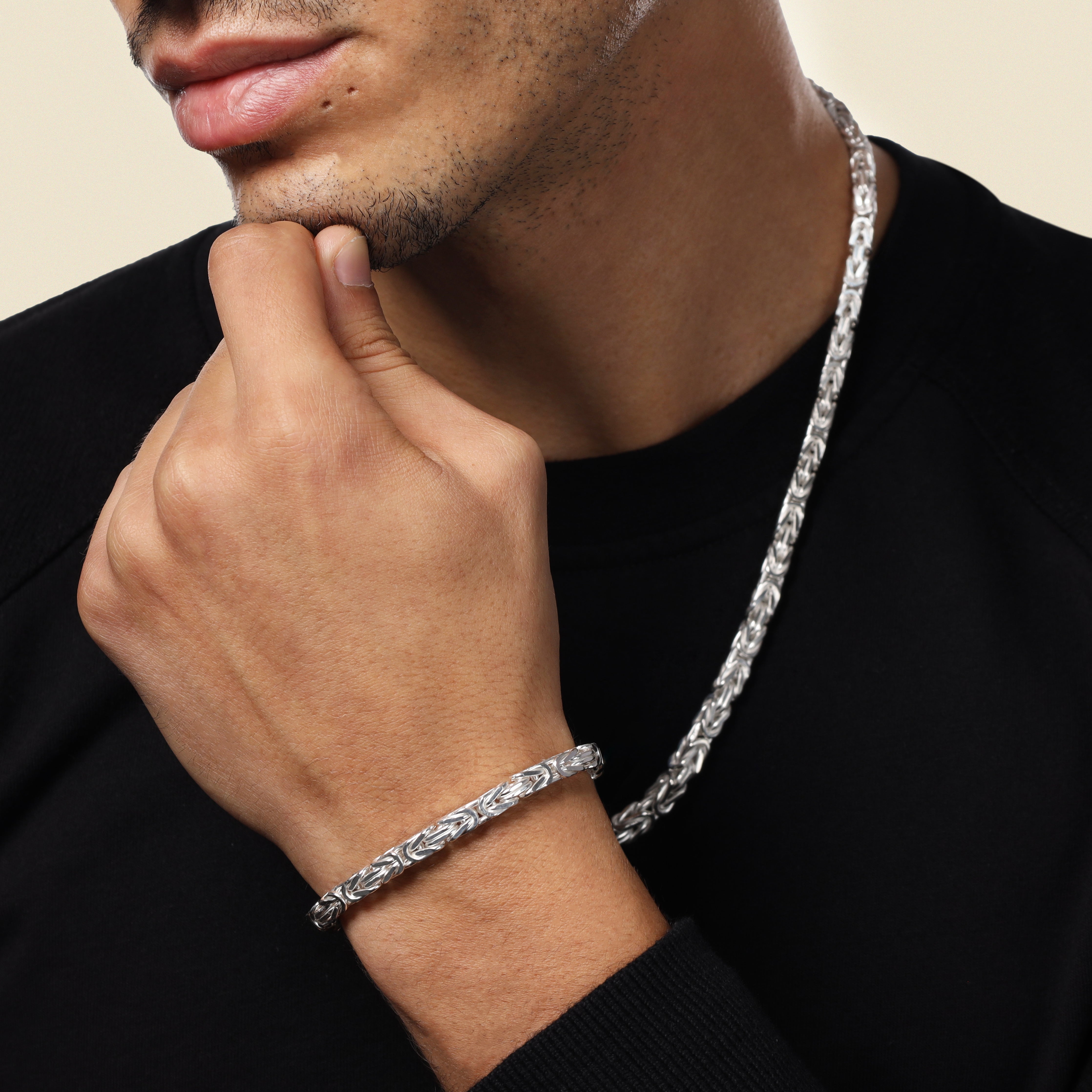 Set - Königskette 5mm - Halskette + Armband aus 925 Silber - Taipan Schmuck