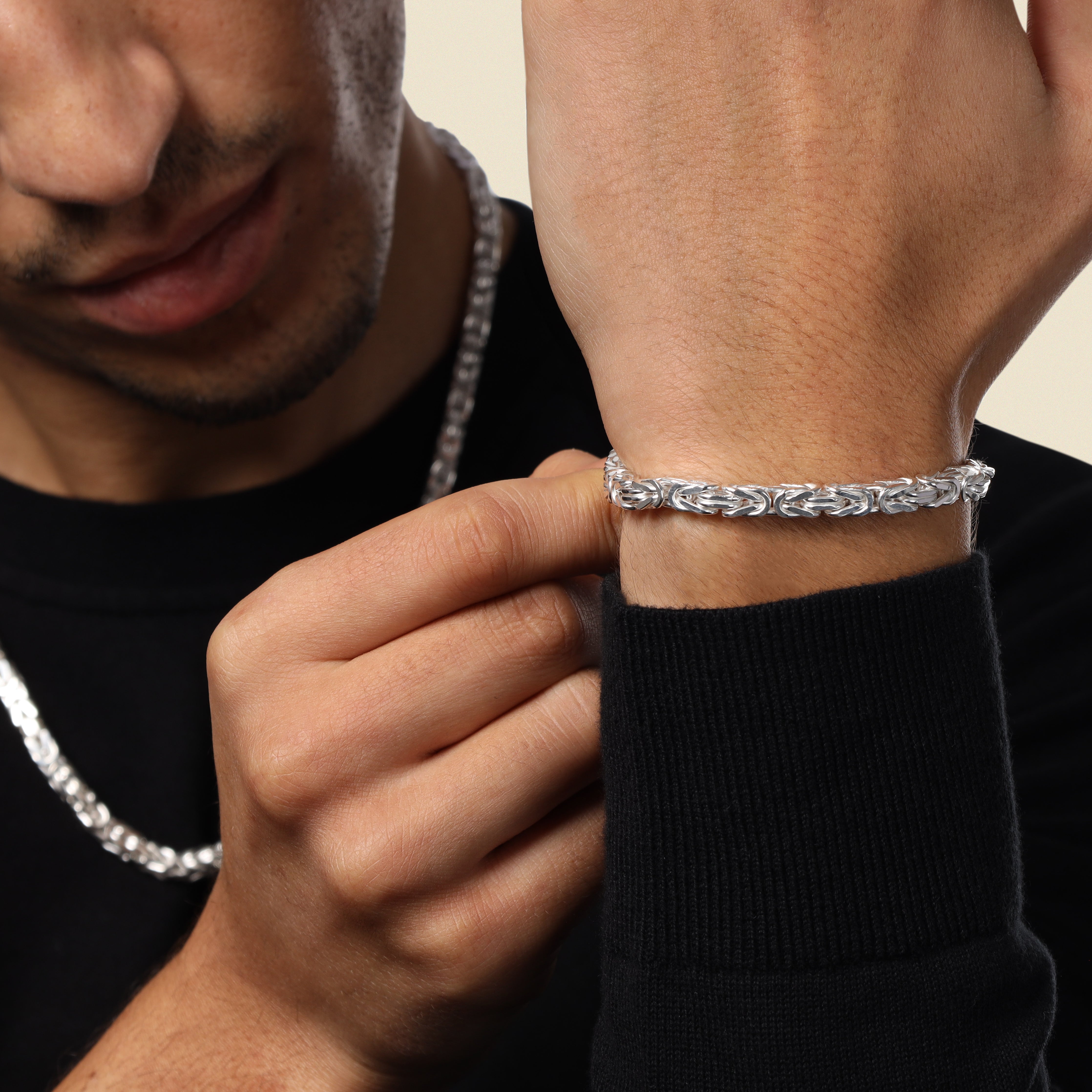 Set - Königskette 5mm - Halskette + Armband aus 925 Silber - Taipan Schmuck