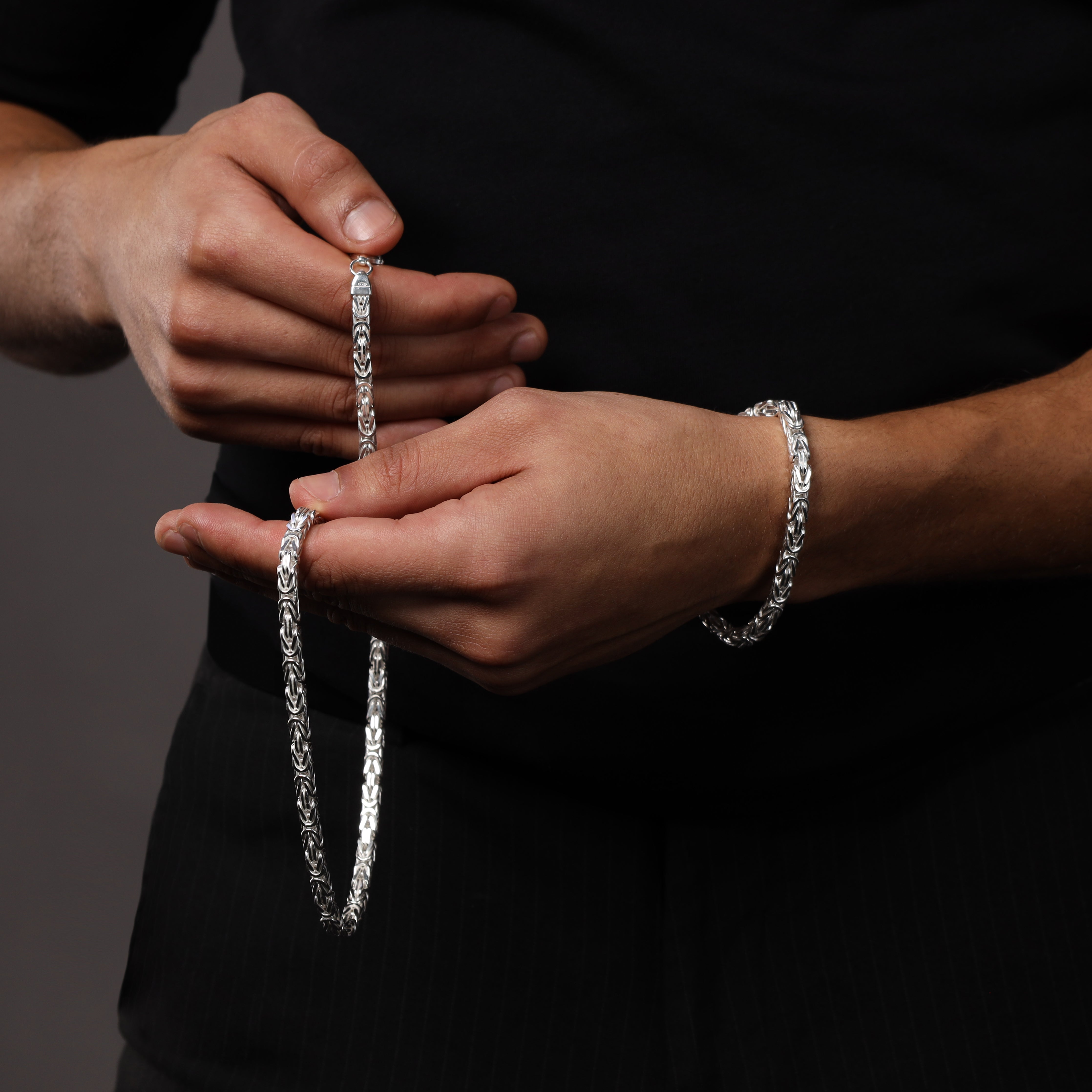 Set - Königskette 5mm - Halskette + Armband aus 925 Silber - Taipan Schmuck