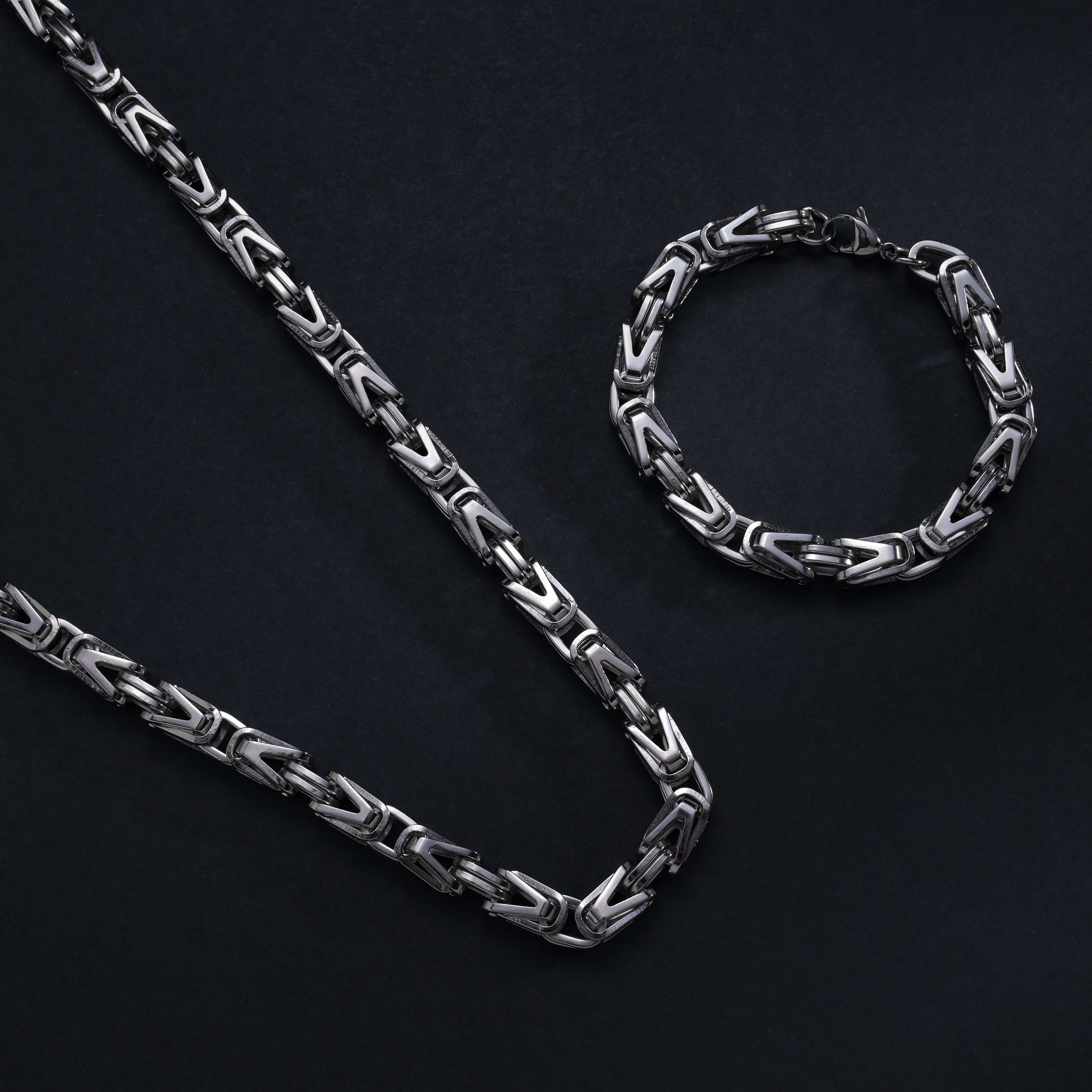 Set - Kette + Armband 8mm Königskette aus Edelstahl - Taipan Schmuck