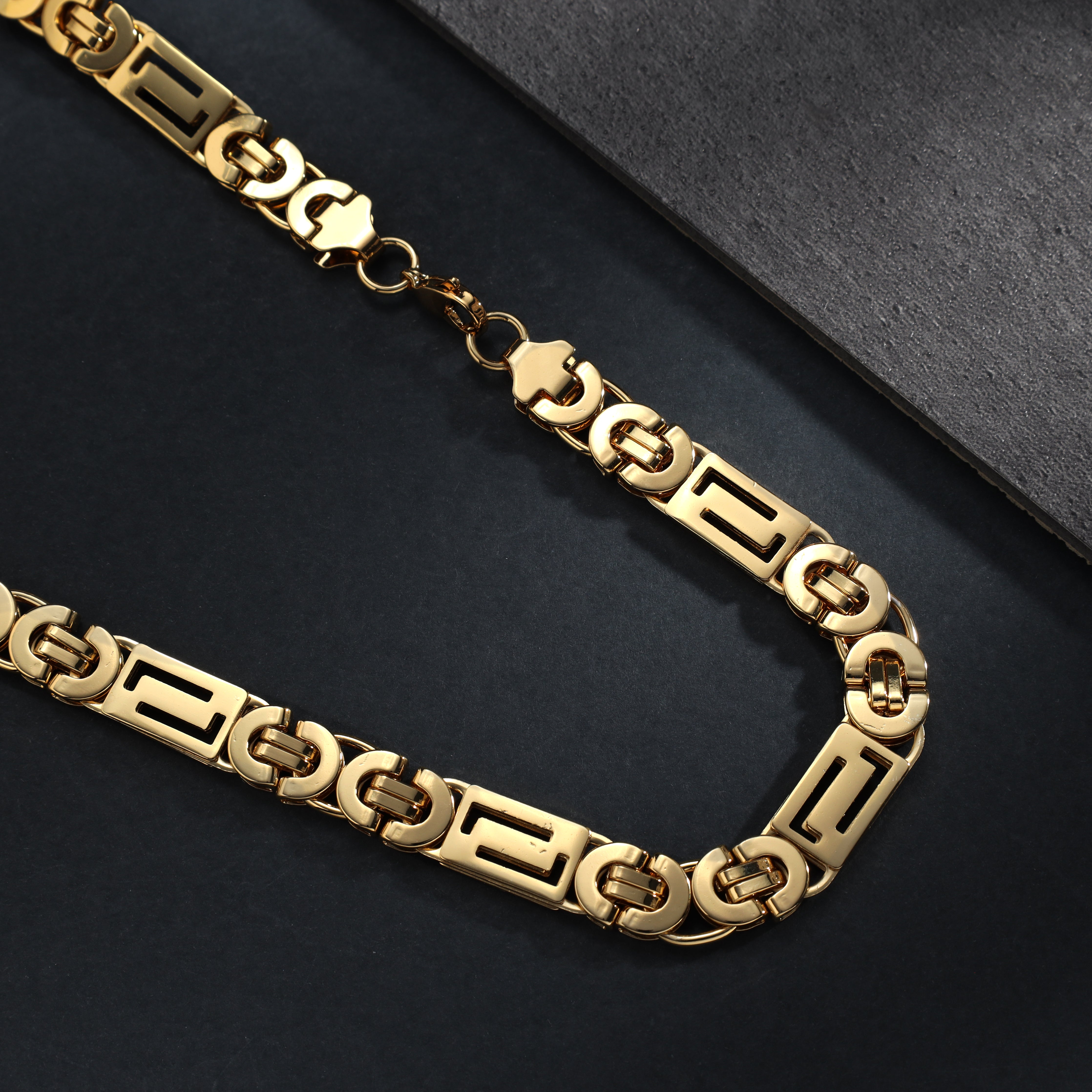 11mm Etruskerkette aus Edelstahl 18K vergoldet - Taipan Schmuck