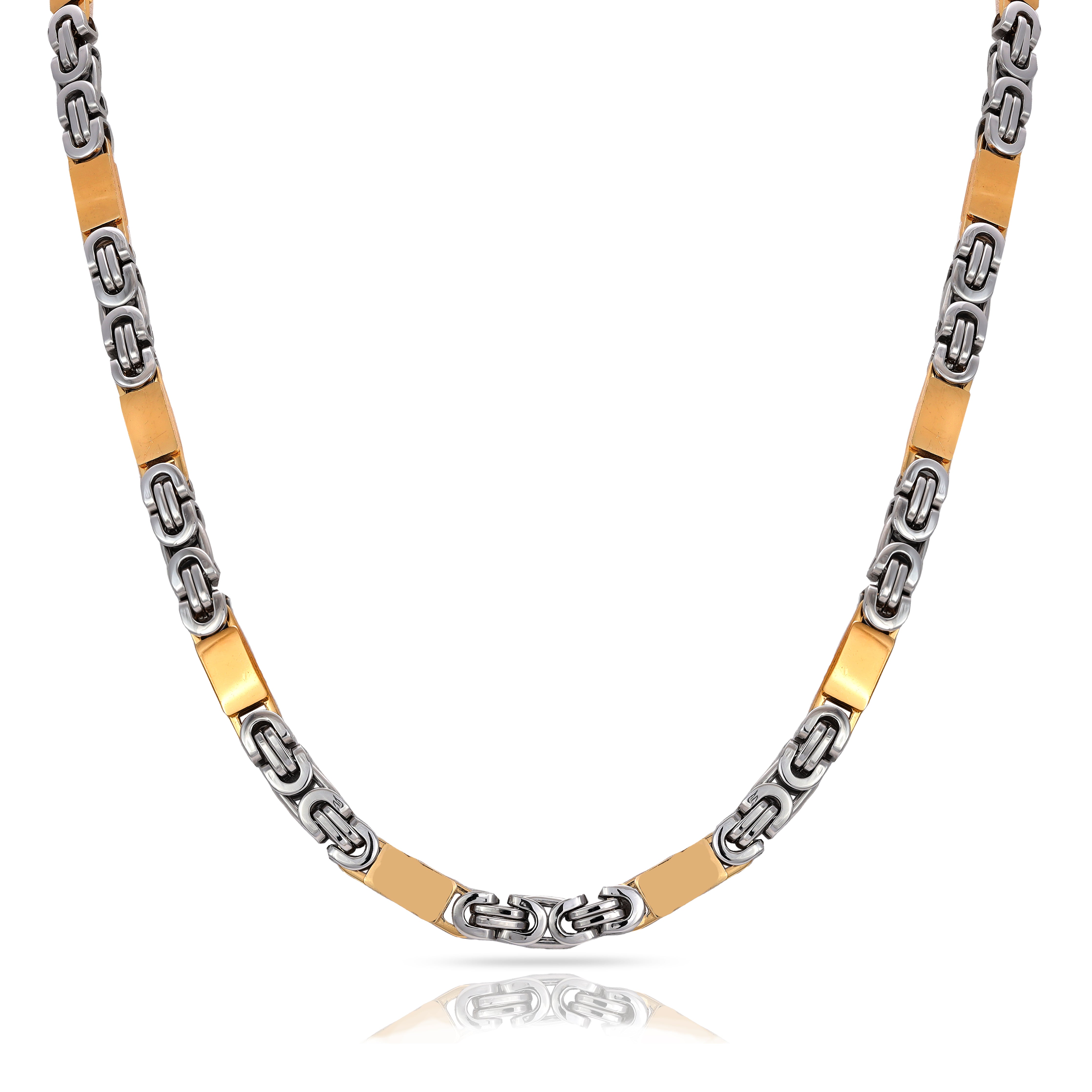 6mm bicolor Etruskerkette mit Blöcken aus Edelstahl 18K vergoldet - Taipan Schmuck