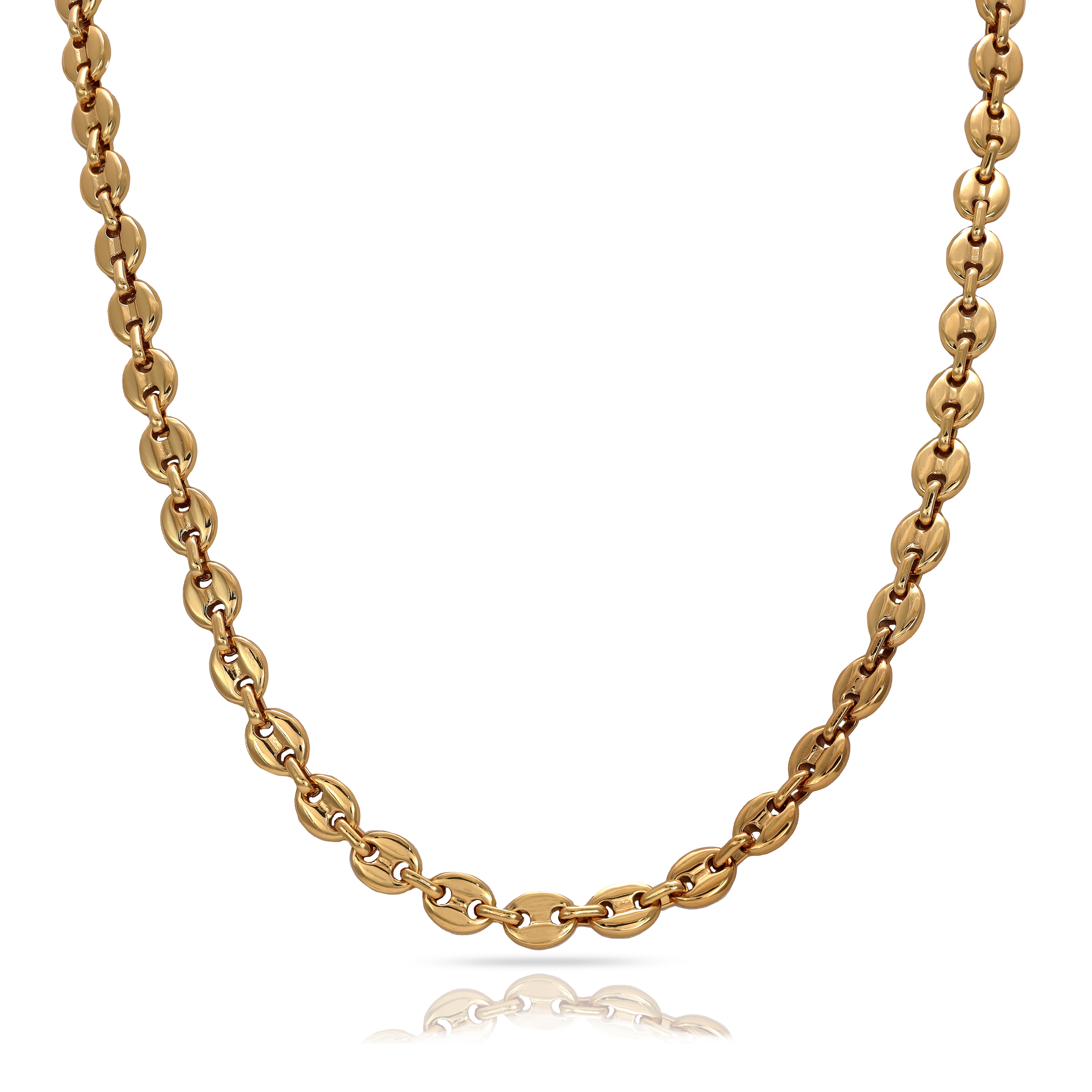 7mm Bohnenkette aus Edelstahl 18K vergoldet - Taipan Schmuck