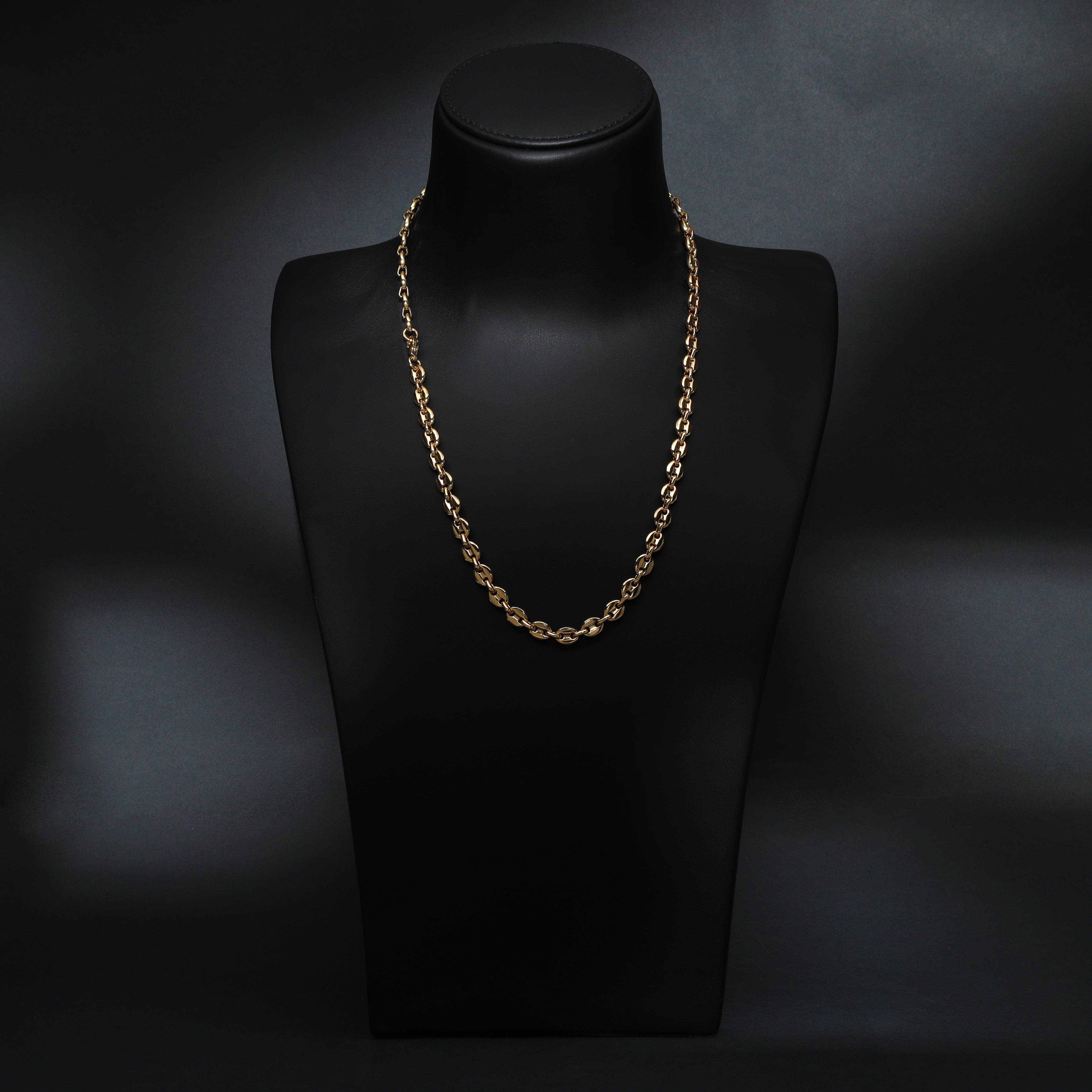 7mm Bohnenkette aus Edelstahl 18K vergoldet - Taipan Schmuck