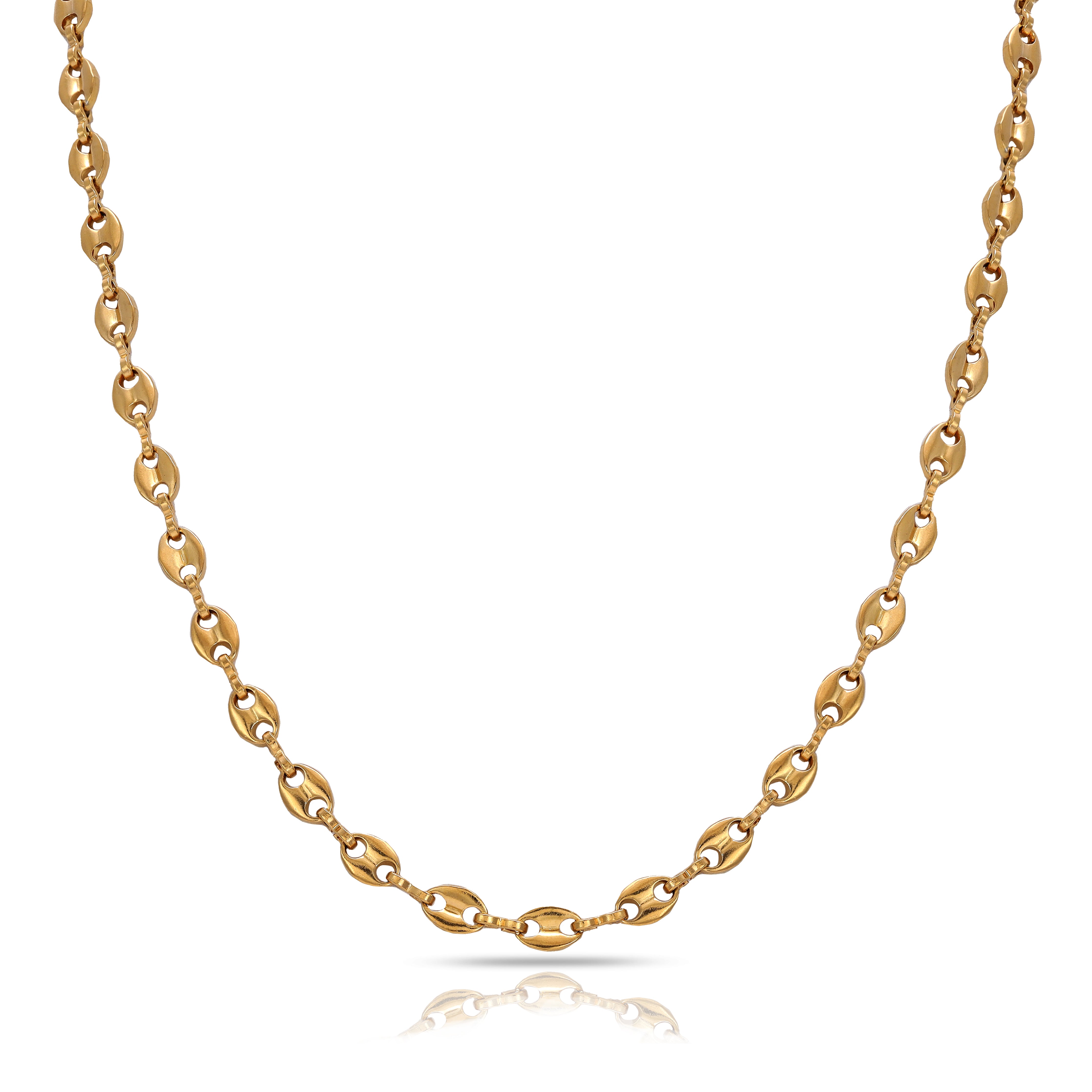 5mm Bohnenkette aus Edelstahl 18K vergoldet - Taipan Schmuck