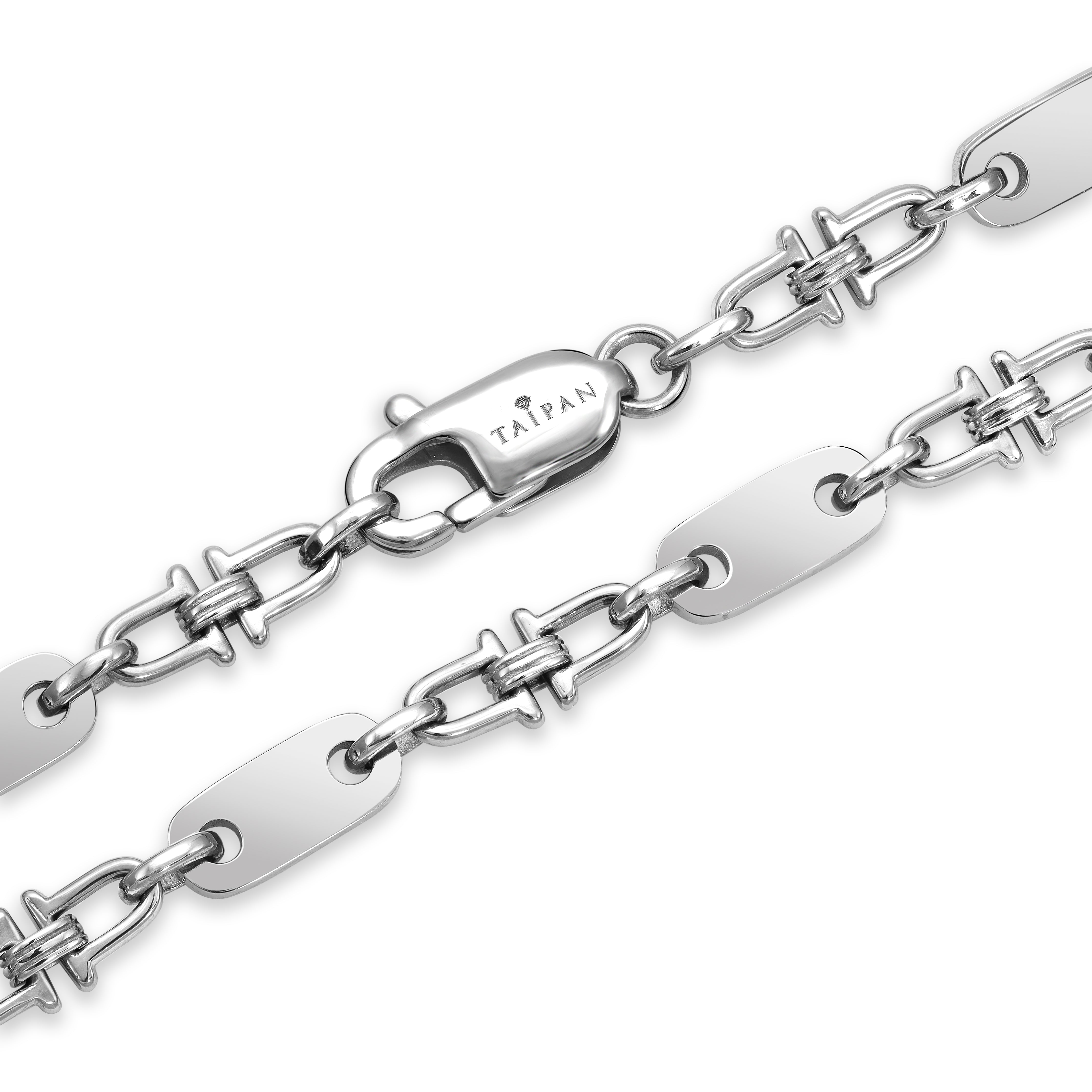Plattenkette mit beweglichen Steigbügeln 5mm breit aus Edelstahl - Taipan Schmuck