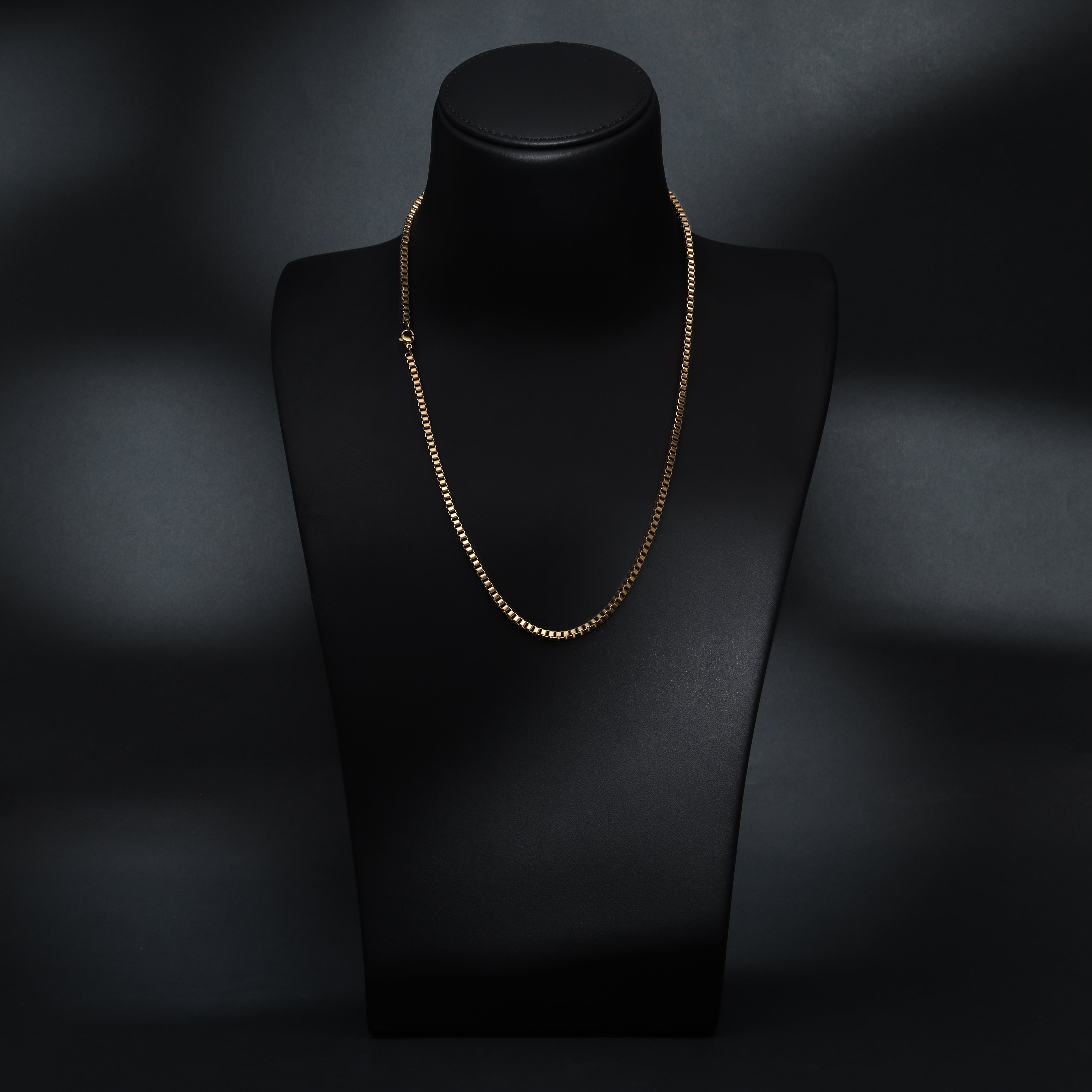 3mm Box Chain Kette aus Edelstahl 18K vergoldet - Taipan Schmuck