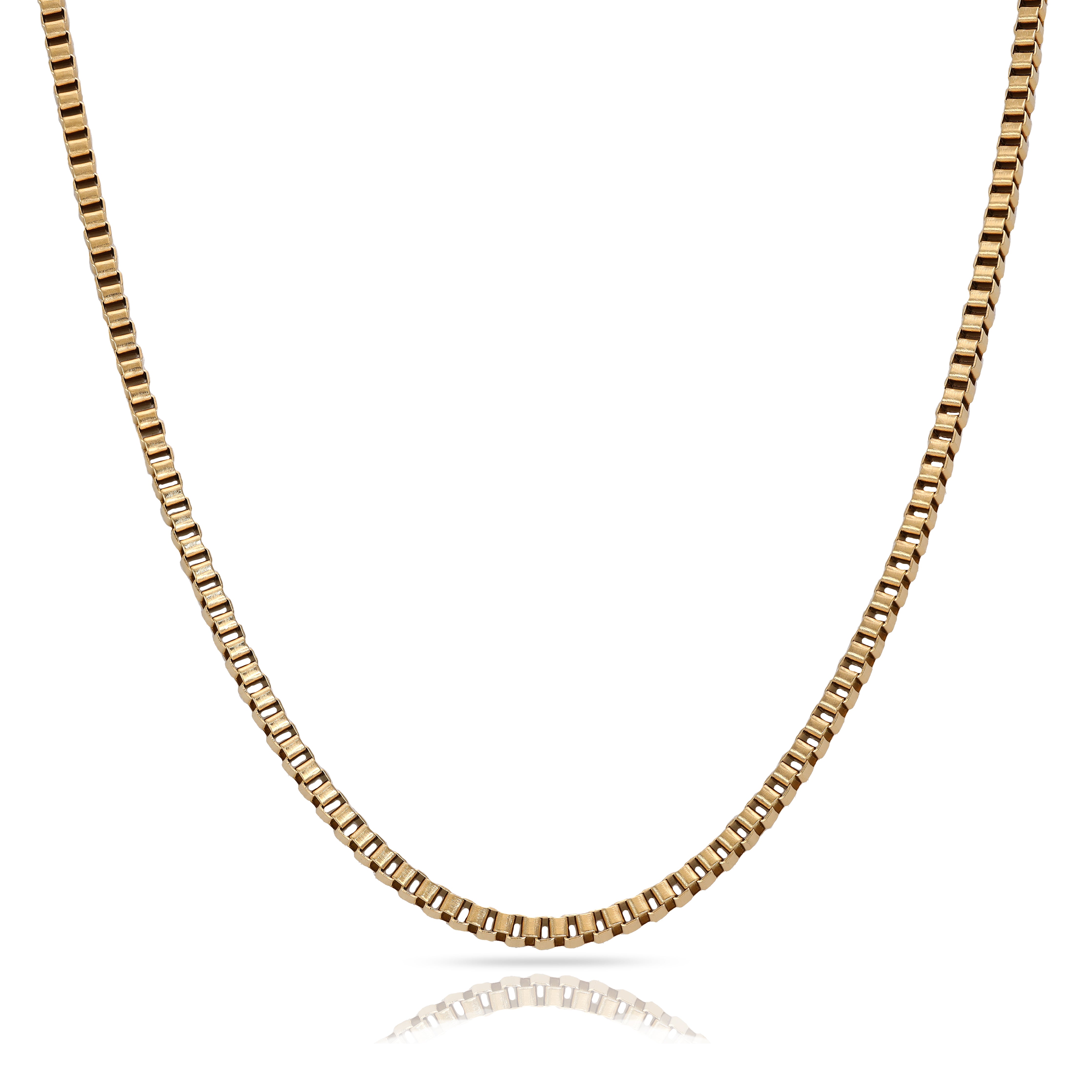 3mm Box Chain Kette aus Edelstahl 18K vergoldet - Taipan Schmuck