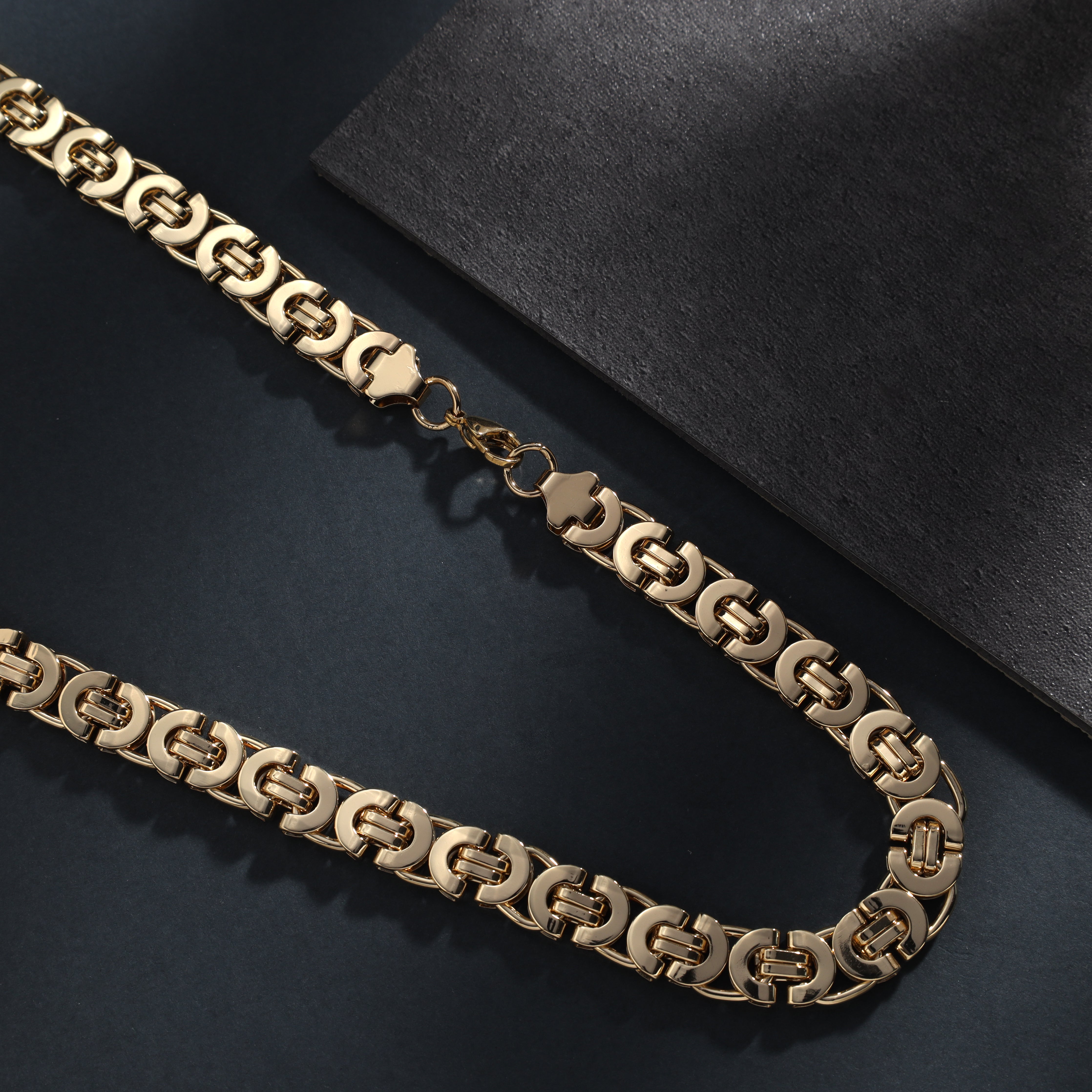 11mm Etruskerkette 60cm lang aus Edelstahl 18K vergoldet - Taipan Schmuck