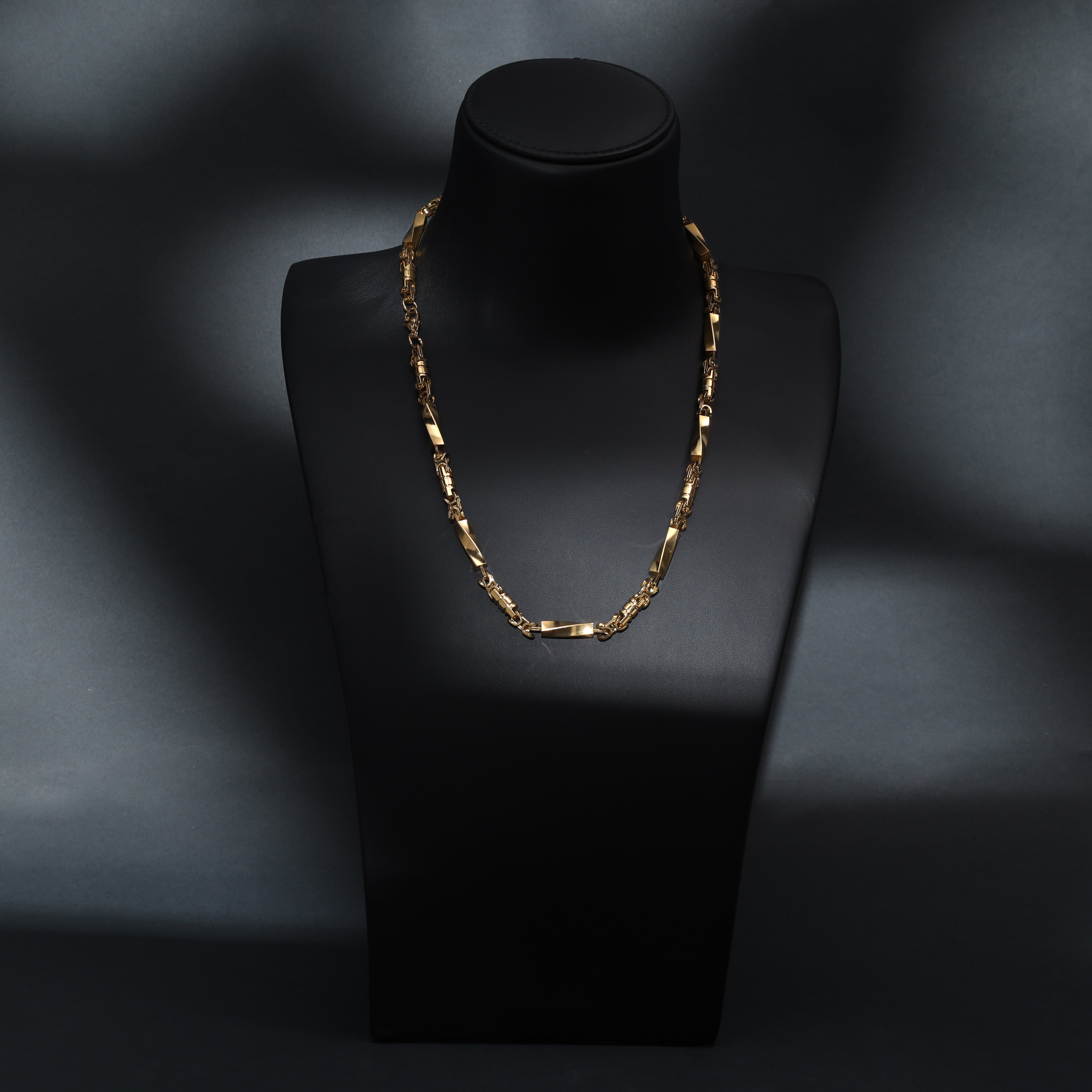 6mm Königskette mit Blöcken 60cm lang aus Edelstahl 18K vergoldet - Taipan Schmuck