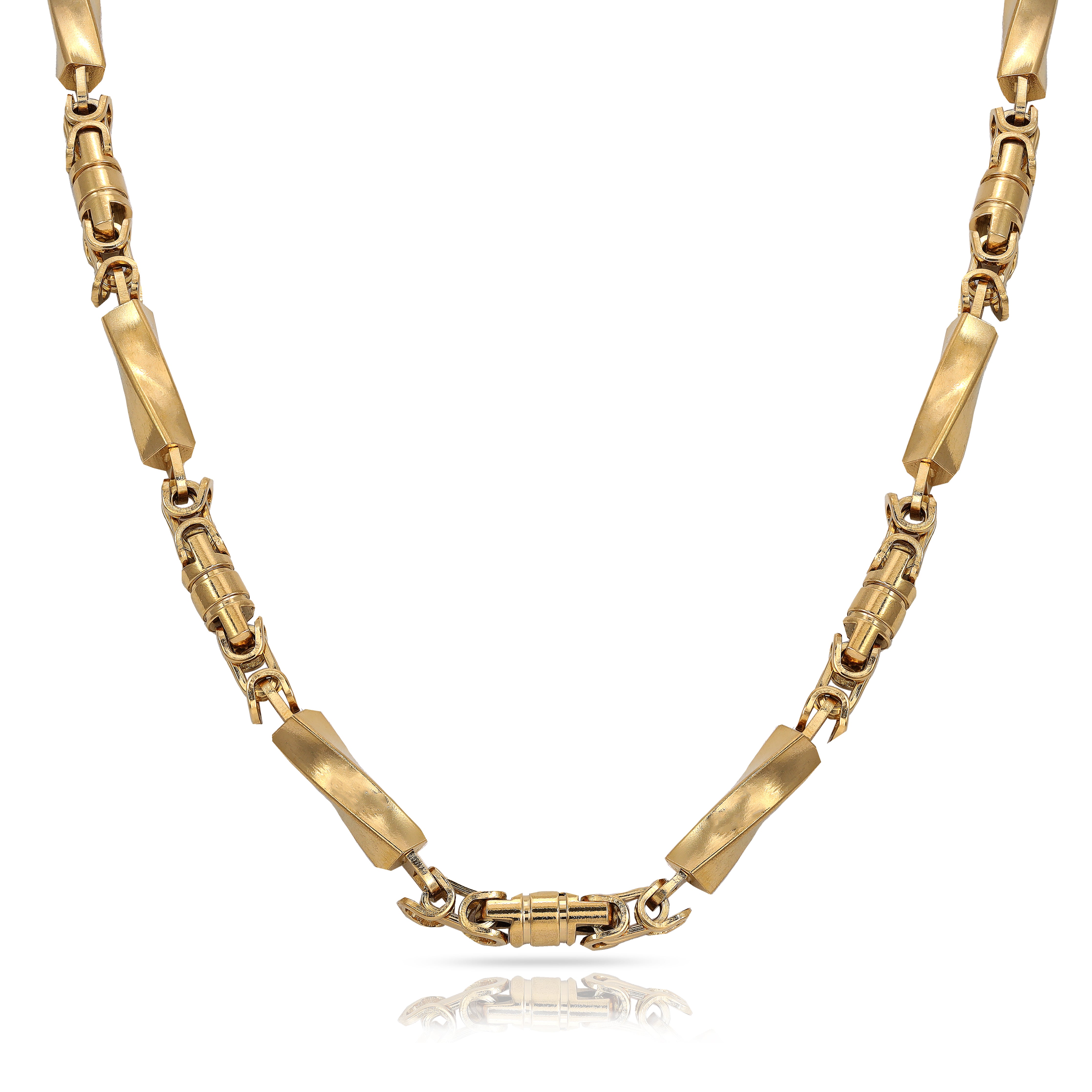 6mm Königskette mit Blöcken 60cm lang aus Edelstahl 18K vergoldet - Taipan Schmuck