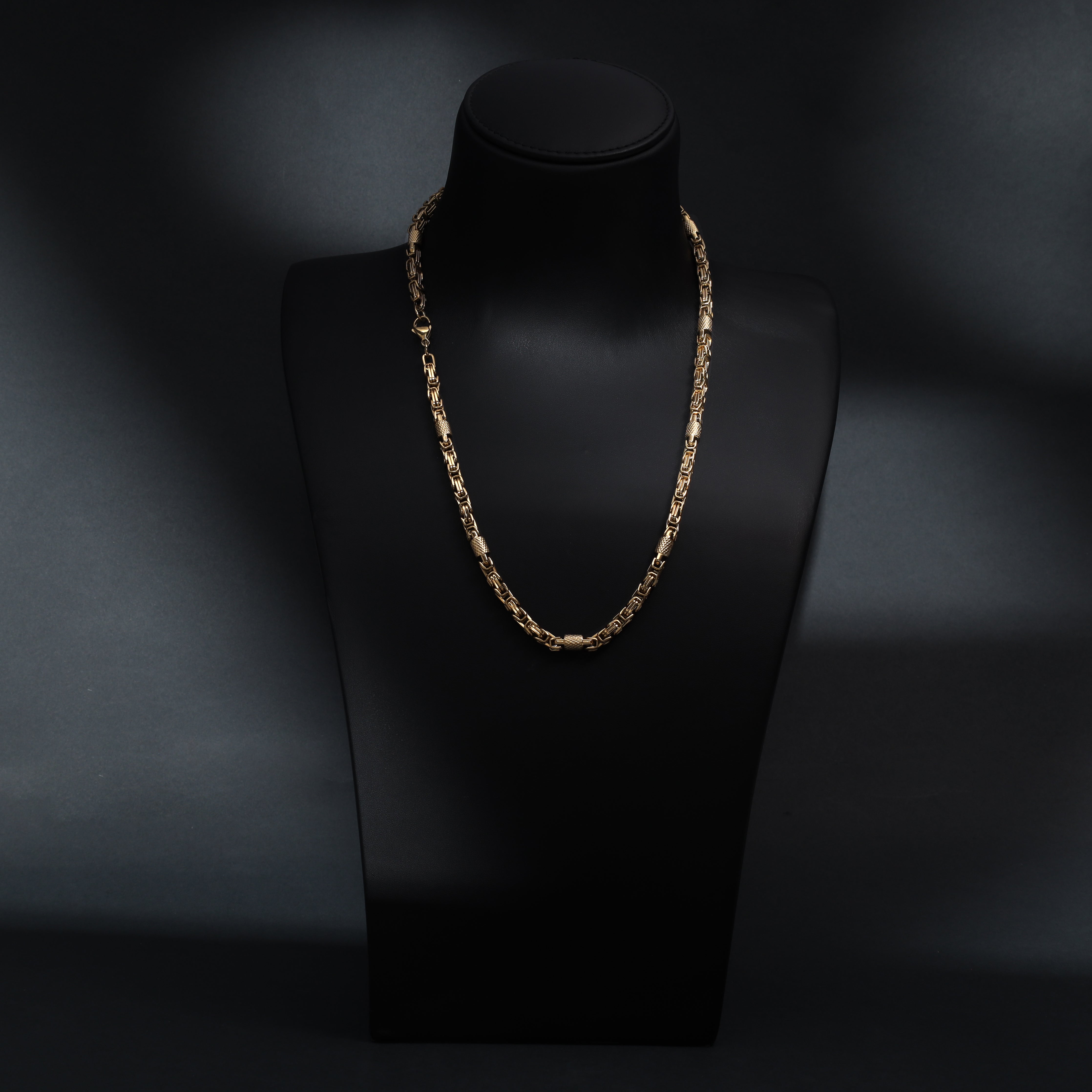 6mm Königskette + Montecarlo 60cm lang aus Edelstahl 18K vergoldet - Taipan Schmuck