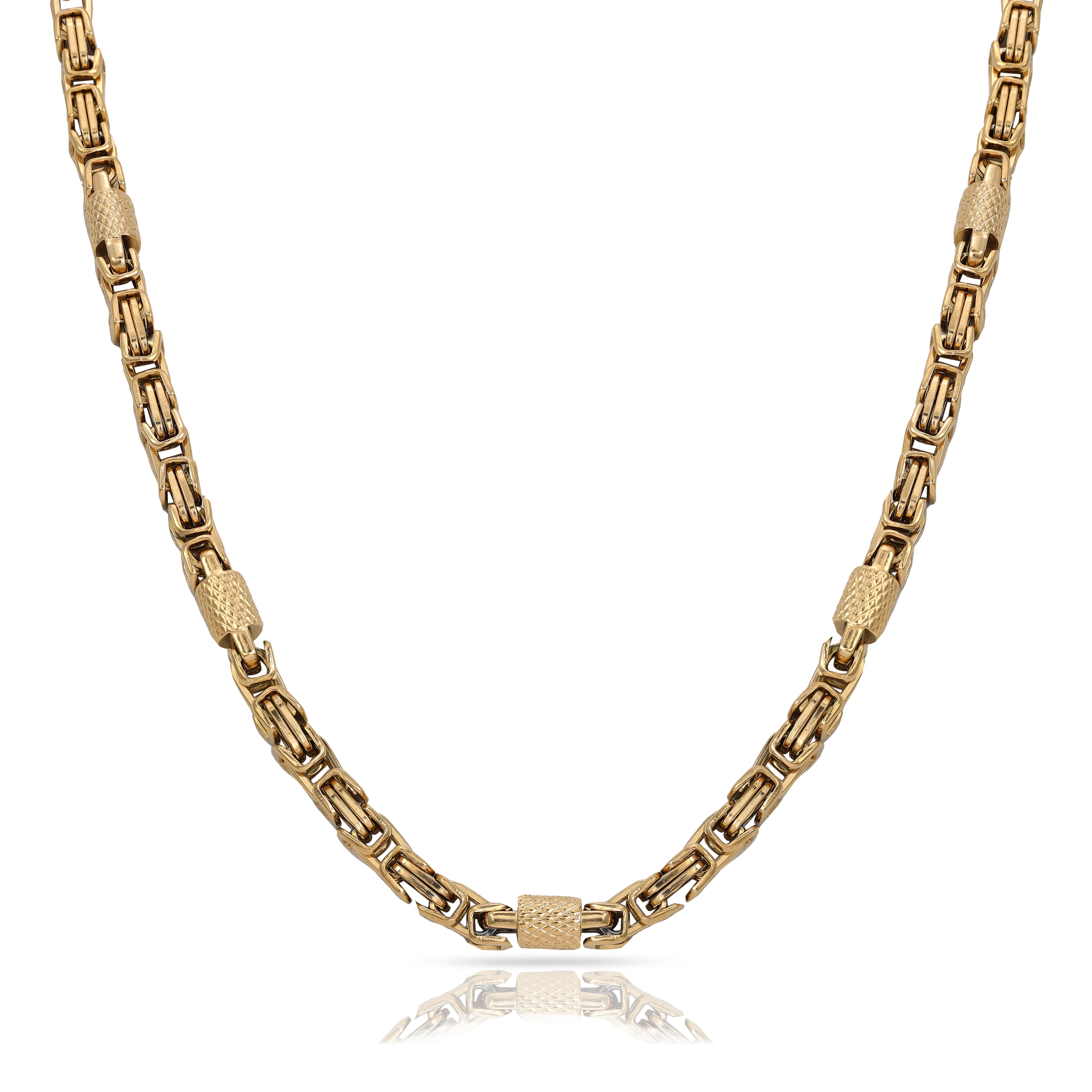 6mm Königskette + Montecarlo 60cm lang aus Edelstahl 18K vergoldet - Taipan Schmuck