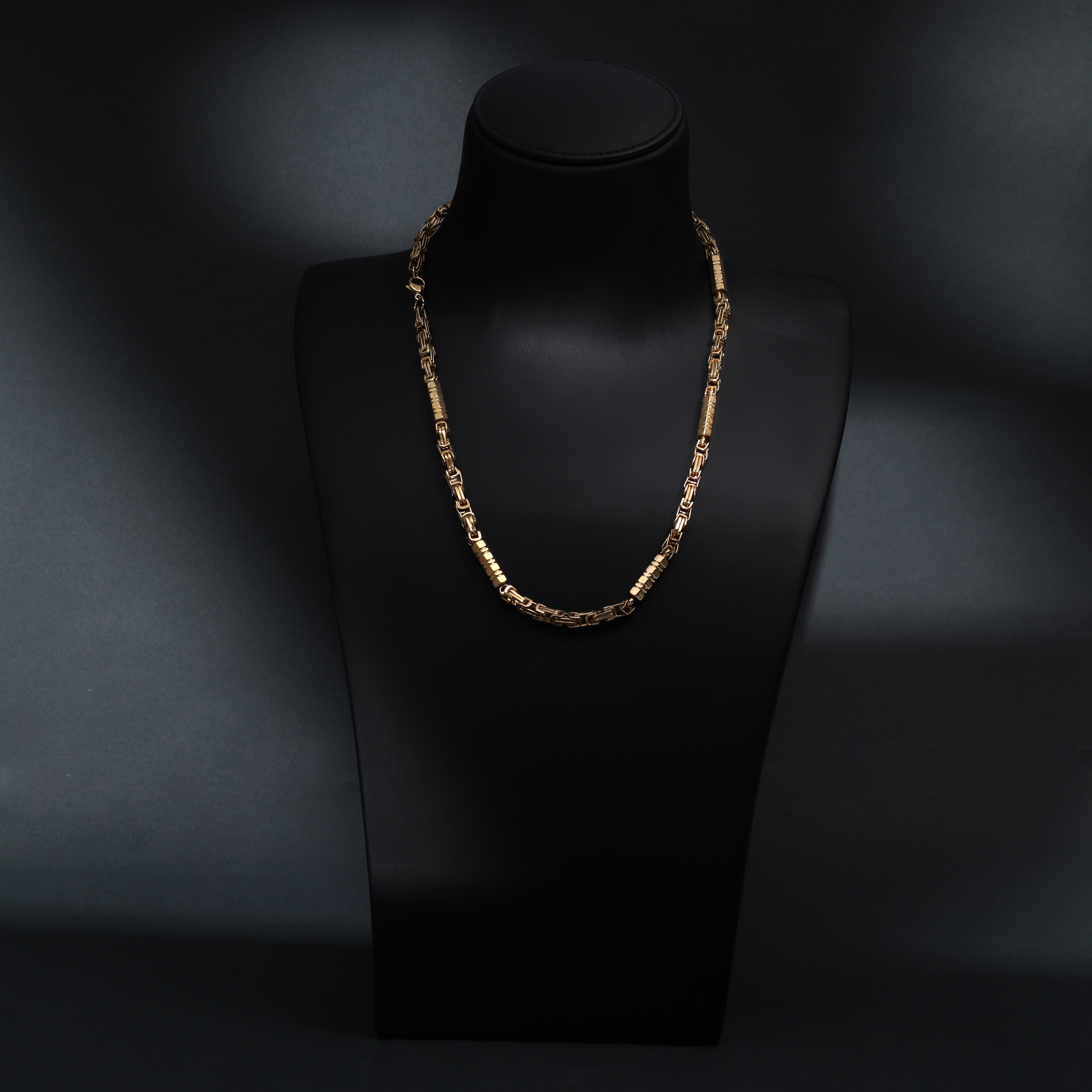 6mm Königskette + Montecarlo 60cm lang aus Edelstahl 18K vergoldet - Taipan Schmuck