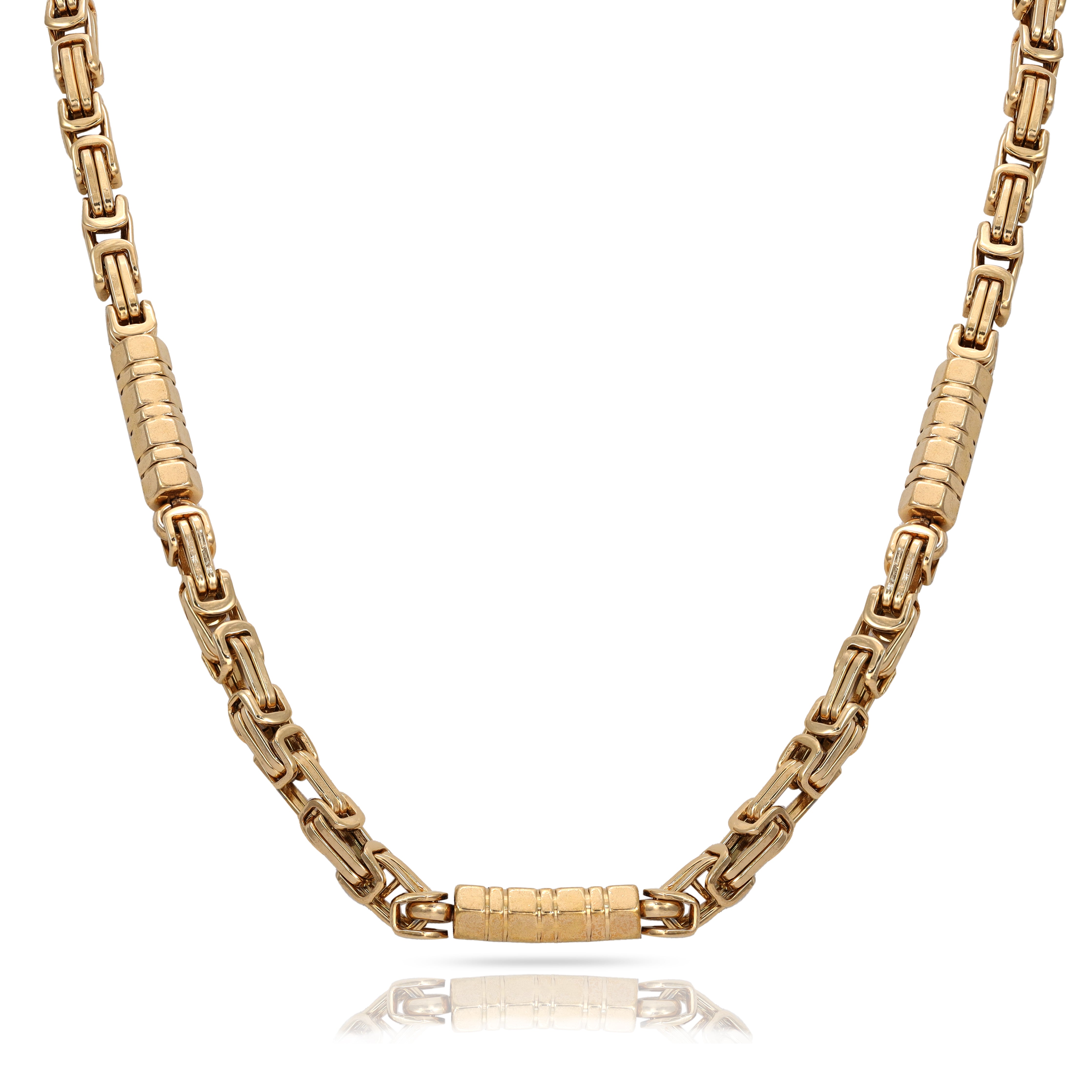 6mm Königskette + Montecarlo 60cm lang aus Edelstahl 18K vergoldet - Taipan Schmuck