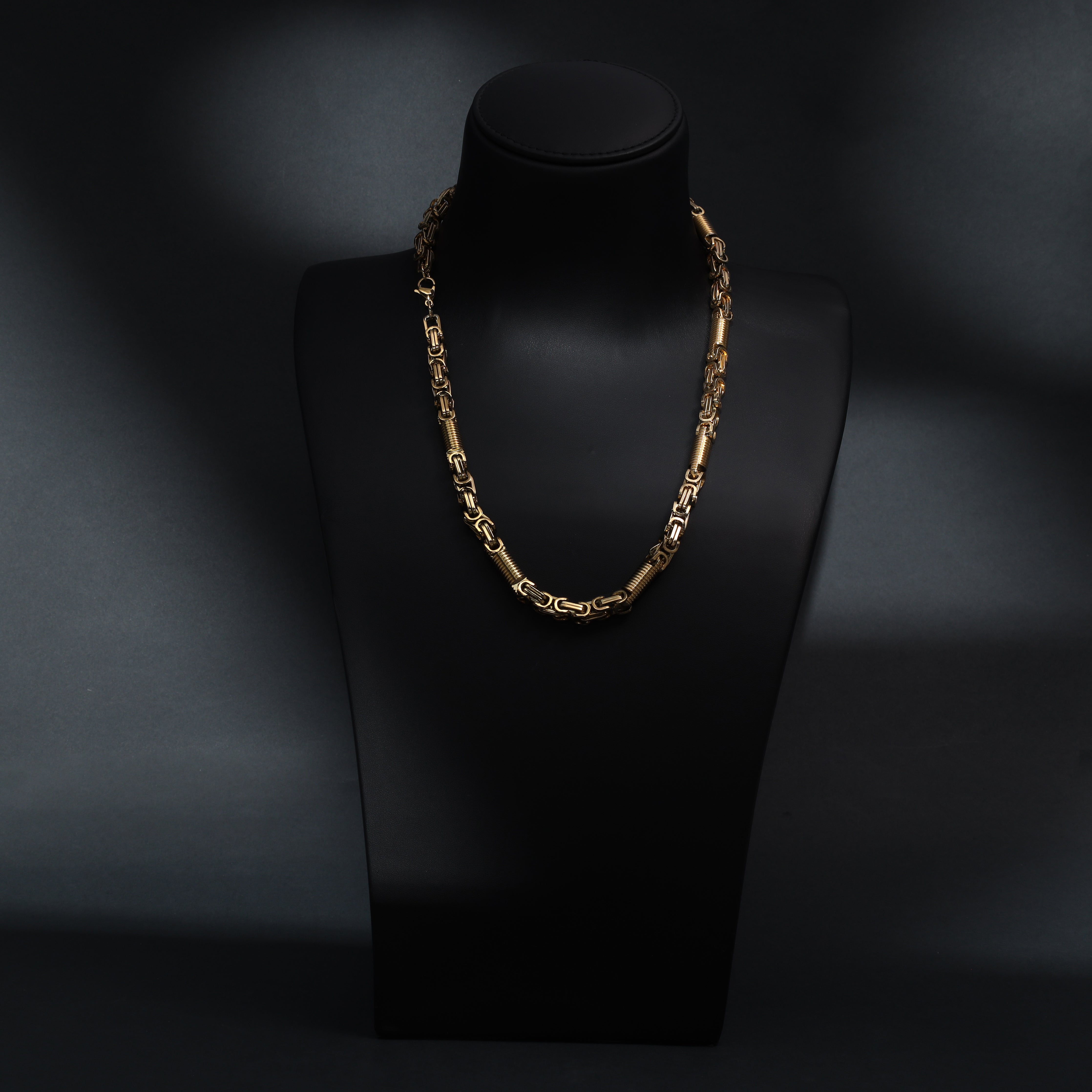 7,5mm Königskette + Montecarlo 60cm lang aus Edelstahl 18K vergoldet - Taipan Schmuck
