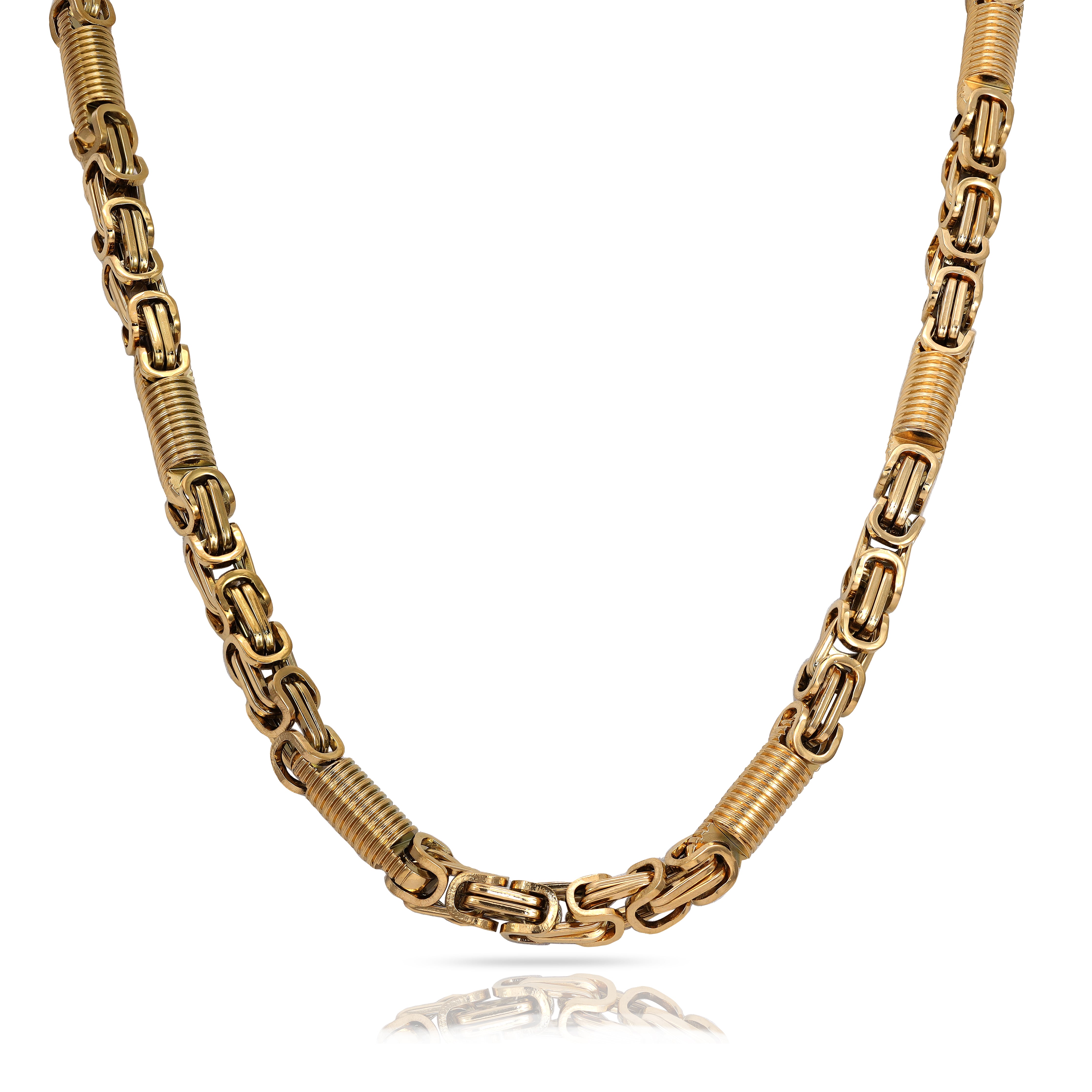 7,5mm Königskette + Montecarlo 60cm lang aus Edelstahl 18K vergoldet - Taipan Schmuck